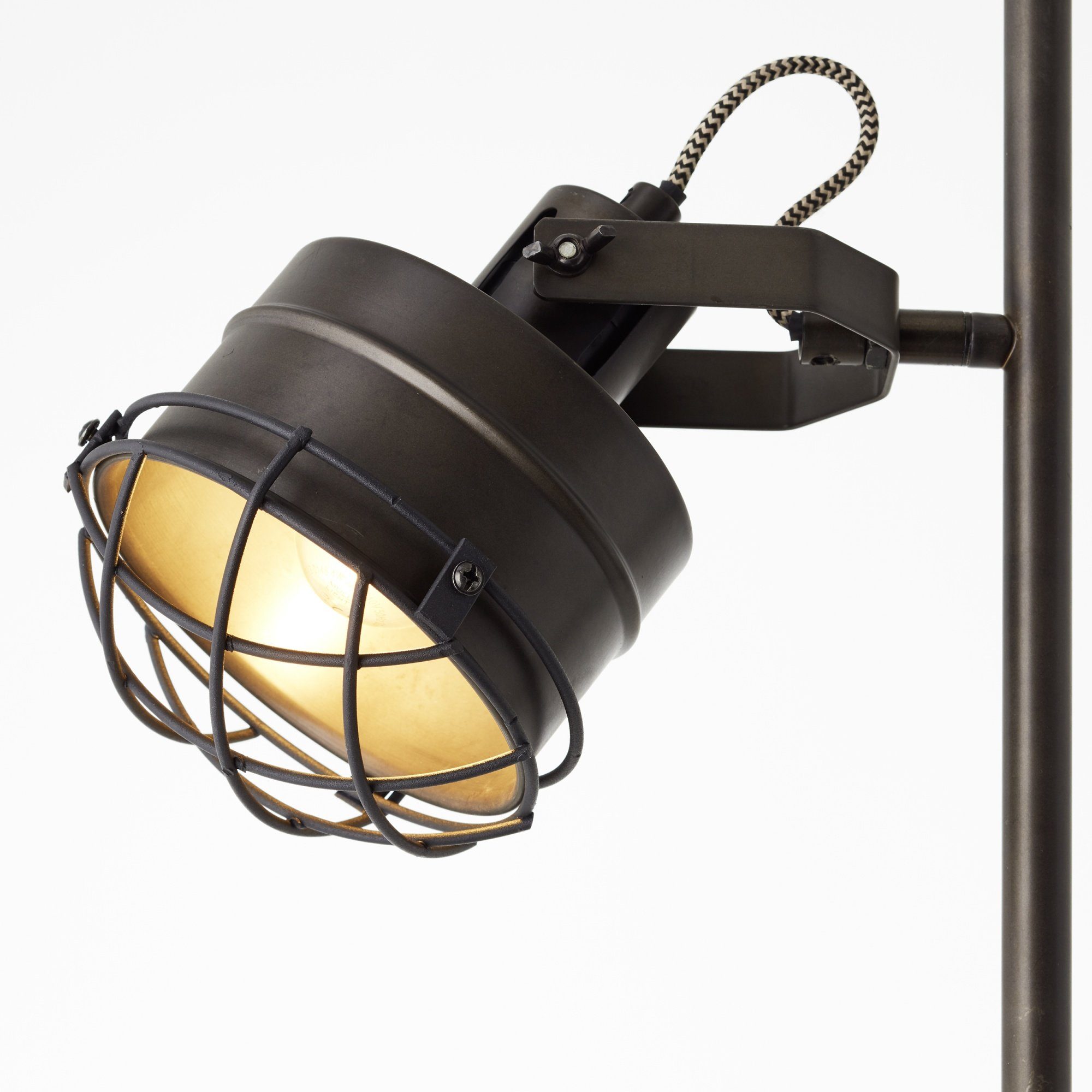 Metall/Holz, 1,5 Lightbox braun/schwarz Stehlampe, Leuchtmittel, ohne Standleuchte, E27, m Höhe, schwenkbar,