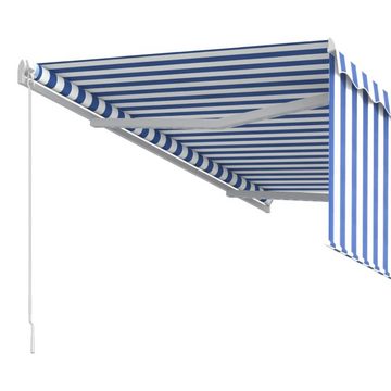 furnicato Markise Manuell Einziehbar mit Rollo 3x2,5 m Blau und Weiß