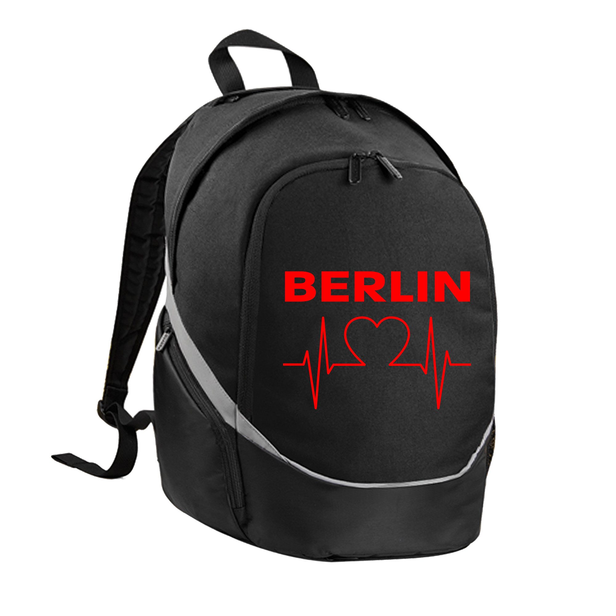 multifanshop Rucksack Berlin rot - Herzschlag - Tasche