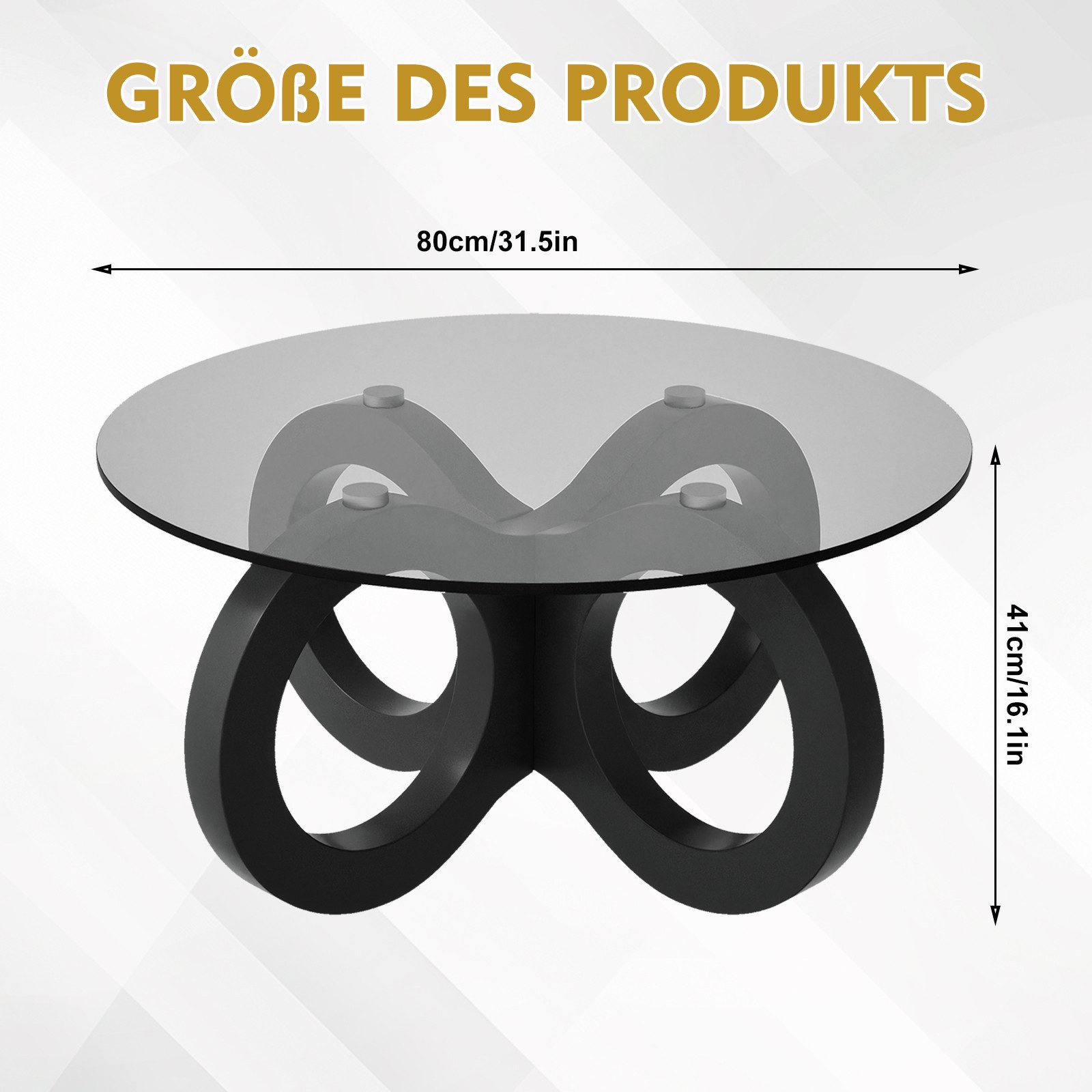 TWSOUL Couchtisch Runder mit Glasplatte Gehärtetes günstig online kaufen