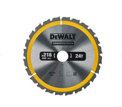 DeWalt Kreissägeblatt Kreissägeblatt (Set, 1-St), 216 x 30 mm, für Bauholz, Nagelfest