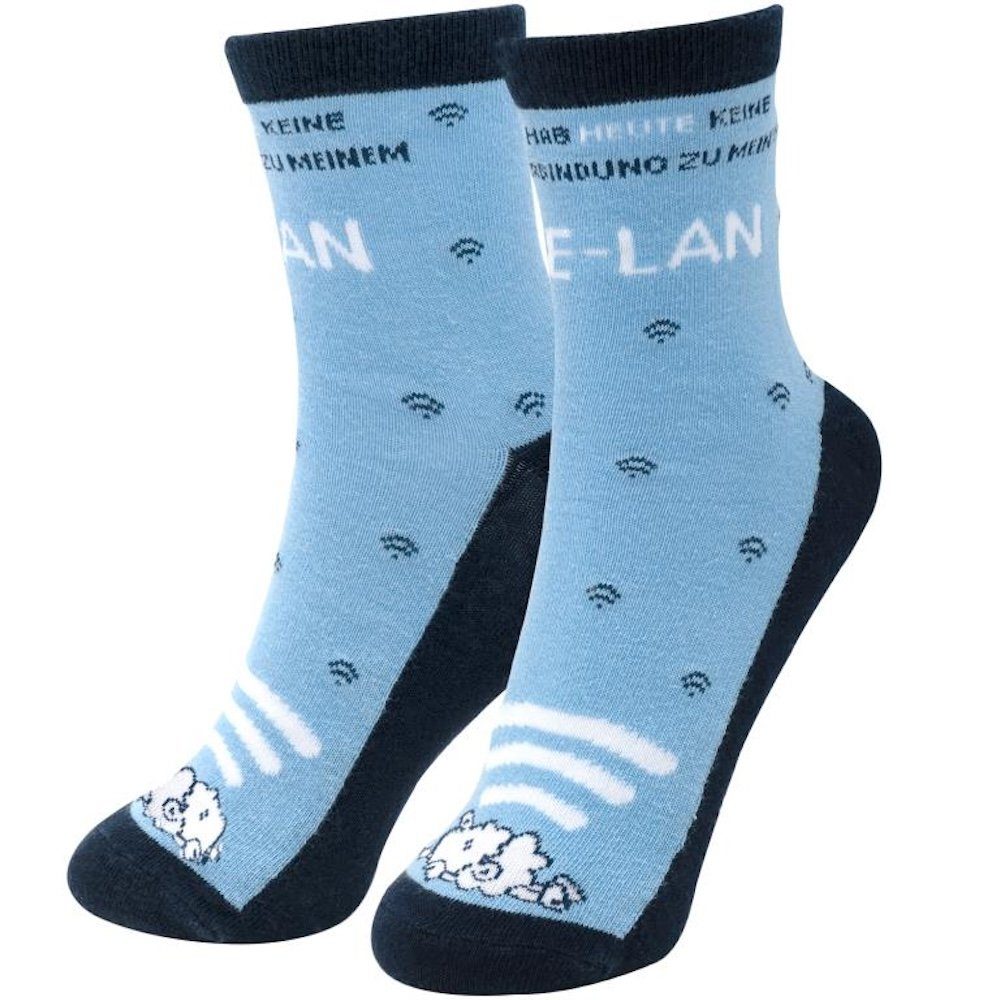 Sheepworld Freizeitsocken Zaubersocken Motiv »E-Lan« (Packung, 1-Paar, 1 Paar) mit Logoschriftzug "Heute keine Verbindung zu meinem E-LAN"