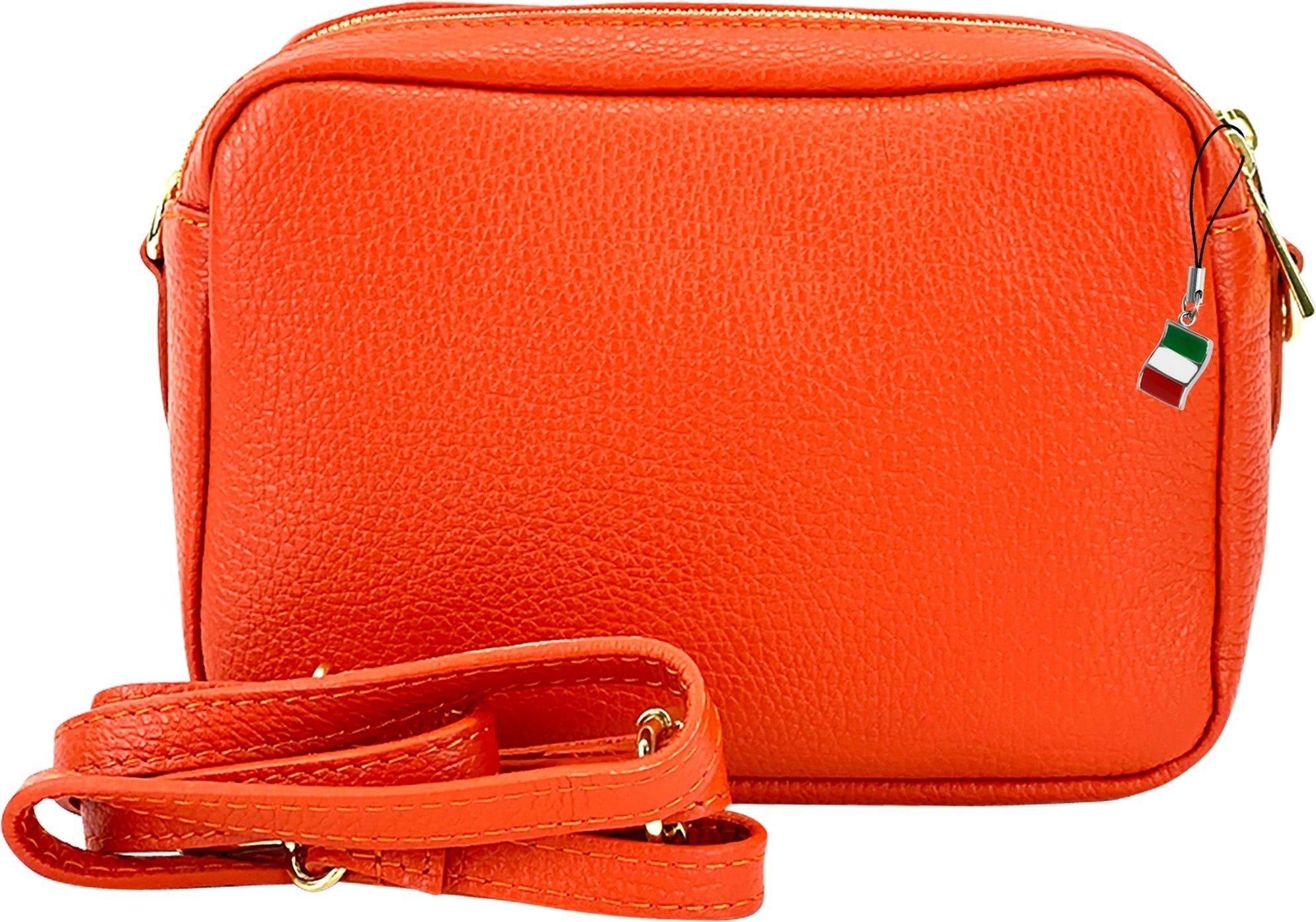 FLORENCE Umhängetasche Florence Umhängetasche Damen Tasche (Umhängetasche), Damen Leder Umhängetasche, orange ca. 22cm