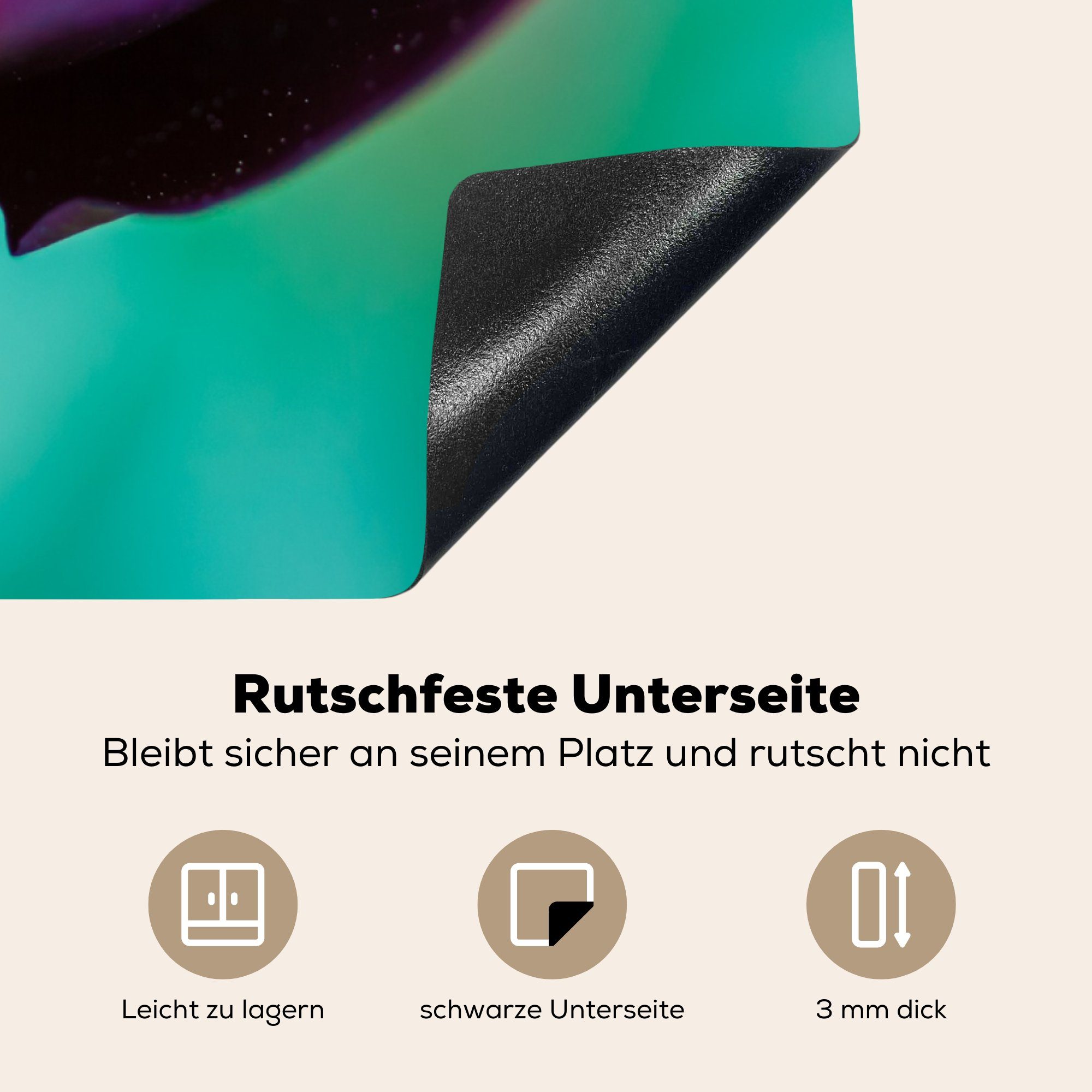 Herdblende-/Abdeckplatte für (1 cm, Tulpe, Arbeitsplatte tlg), Ceranfeldabdeckung, Perfekte 78x78 Vinyl, lila küche MuchoWow