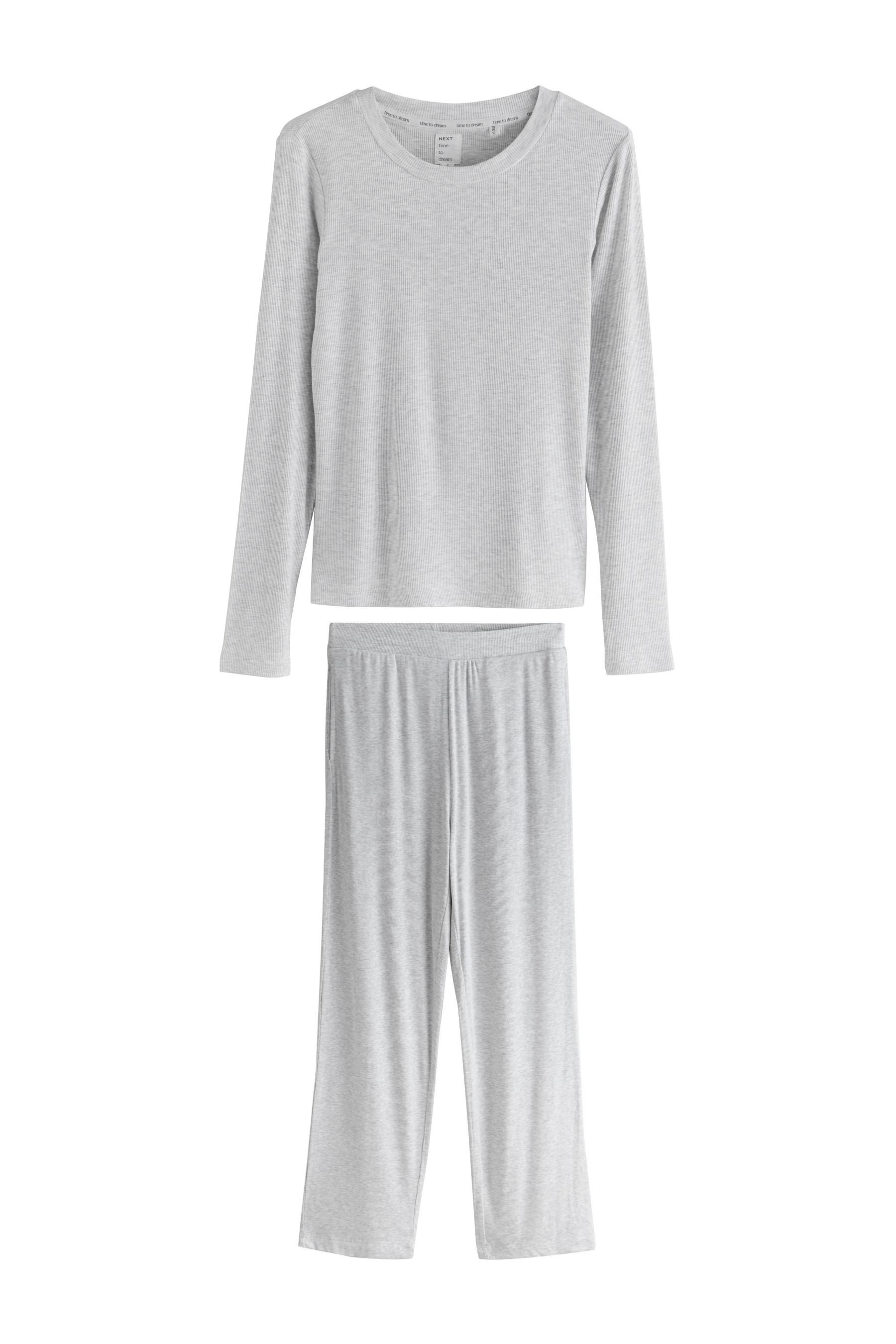 Next Pyjama Gerippter Langarm-Pyjama (2 tlg) günstig online kaufen