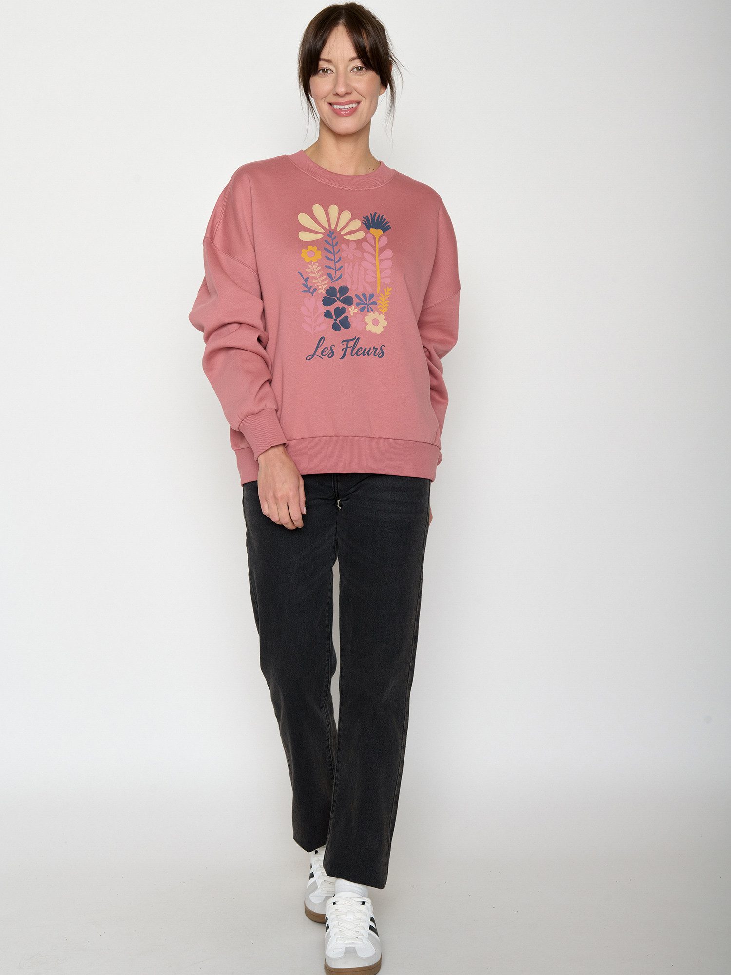 GreenBomb Sweatshirt Core Les Fleurs (1) 100% Organic Cotton, GOTS, weit geschnitten, Rundhals