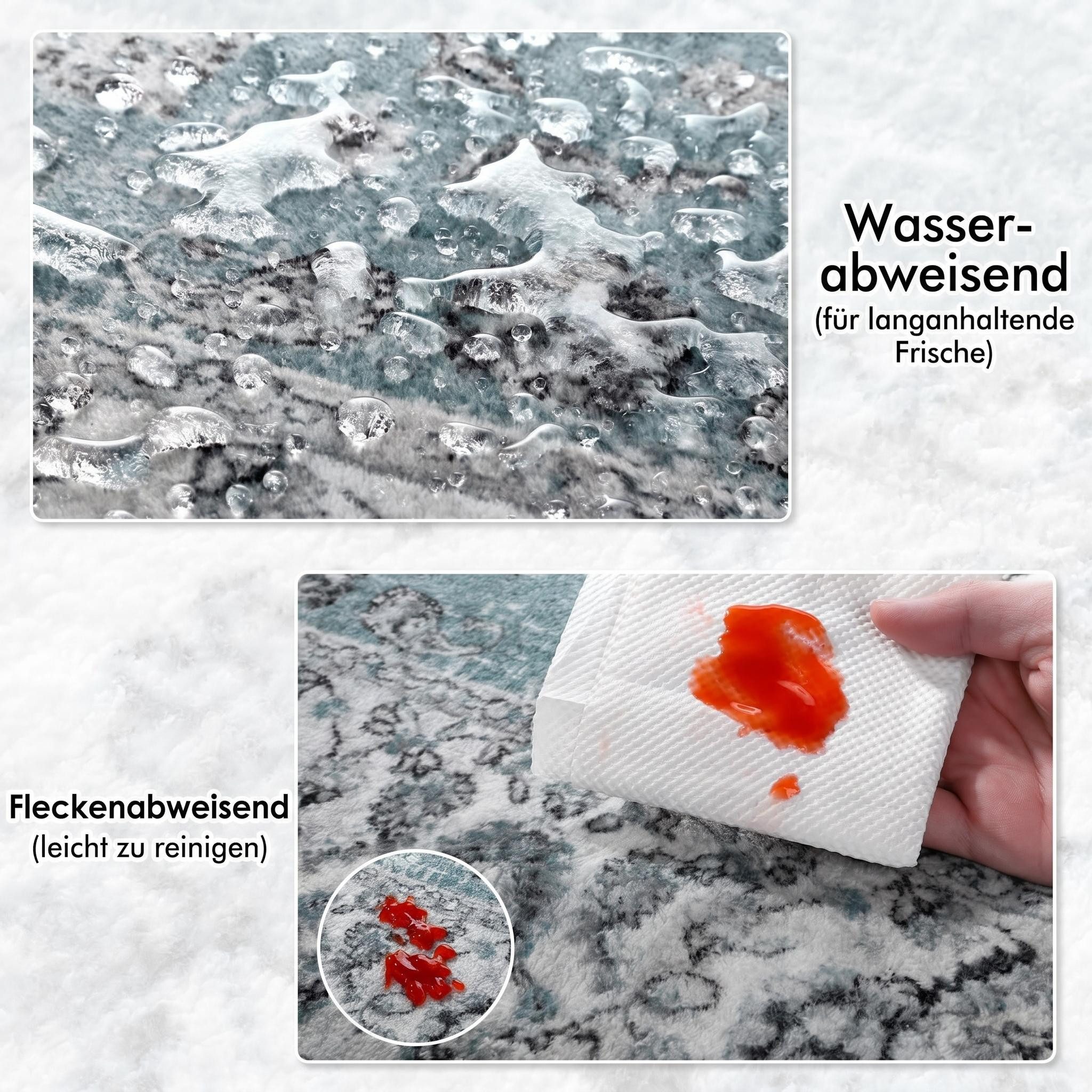 GarveeMore Teppich Persisches Ornamentmuster-frisch & elegant, rechteckig, Höhe: 6 mm, maschinenwaschbar & faltbar, für Flur & Schlafzimmer & Wohnzimmer – Bild 5 von 5