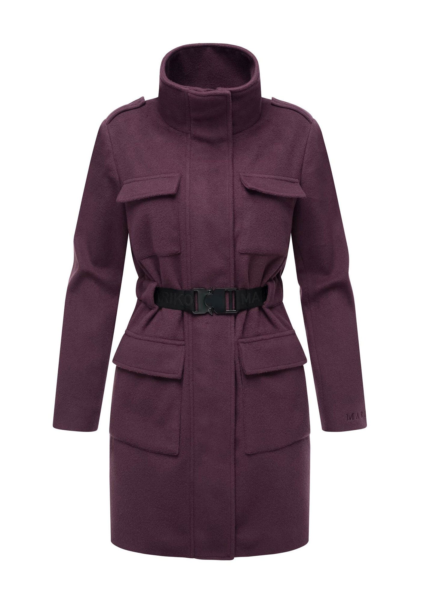 Marikoo Kurzmantel Tanokoo Eleganter Übergangsmantel mit großen Taschen und Stretch-Gürtel