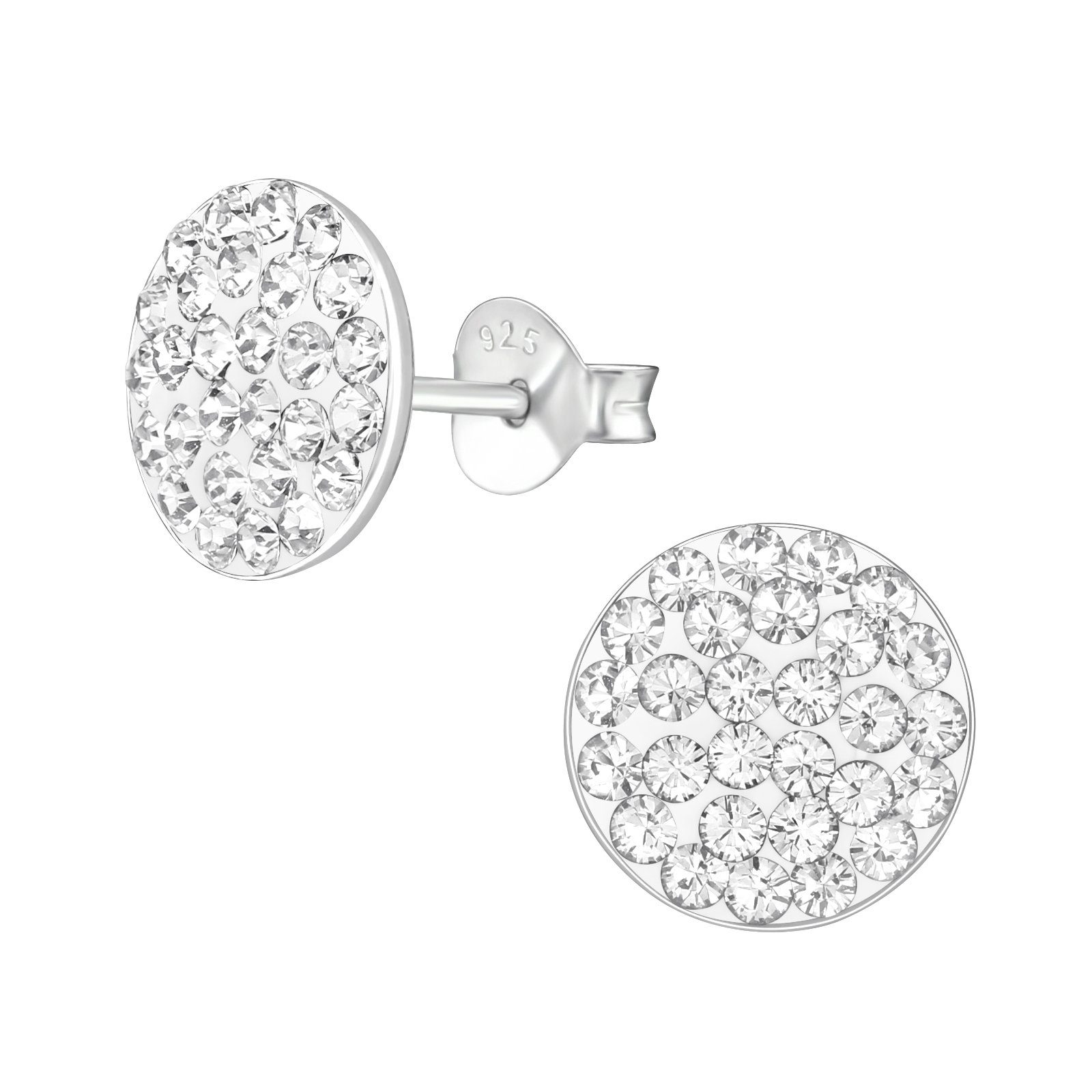 ALEXANDER YORK Paar Ohrstecker GEO Kristall rund 10 mm I weiß, 2-tlg., 925 Sterling Silber