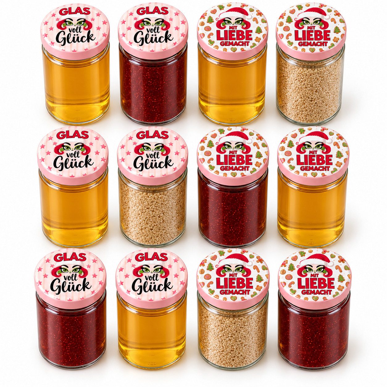Annastore Einmachglas 12 x Einmachgläser X-Miss in Pink - 100 ml oder 200 ml, Vorratsgläser, Vorratsglas
