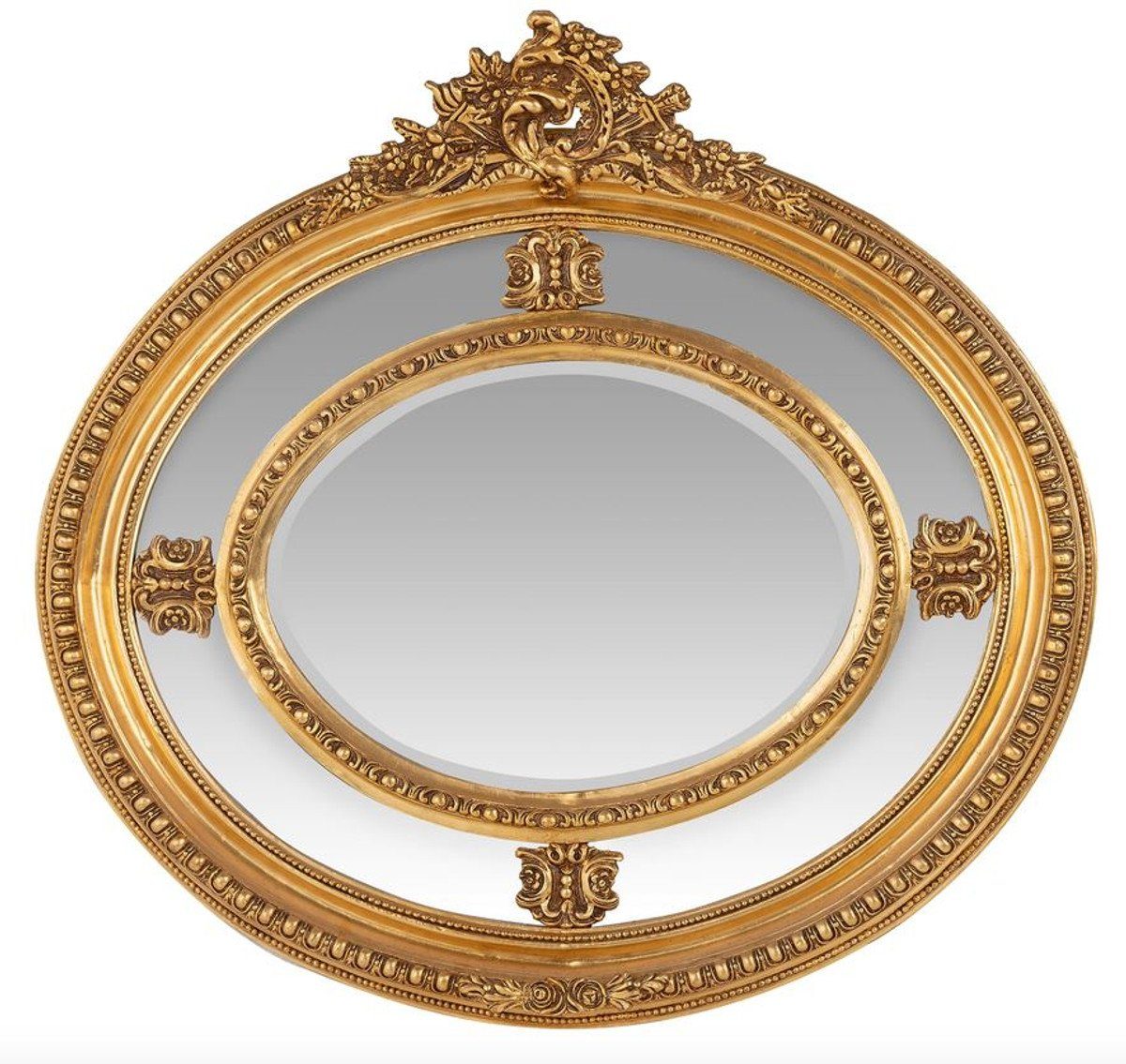 Casa Padrino Barockspiegel Luxus Barock Wandspiegel Oval Gold 120 cm - Massiv und Schwer - Goldener Spiegel