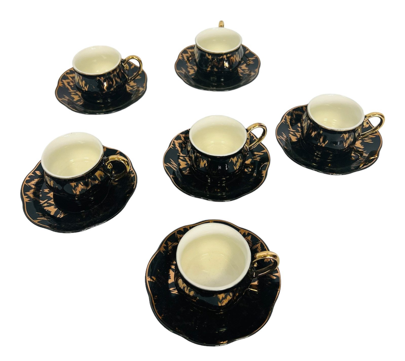 Schatzkiste1 Kaffeeservice Espressotassen Gold Espressoset für 6 Personen Porzellan, 6 Personen, 12 Teile für 6 Personen
