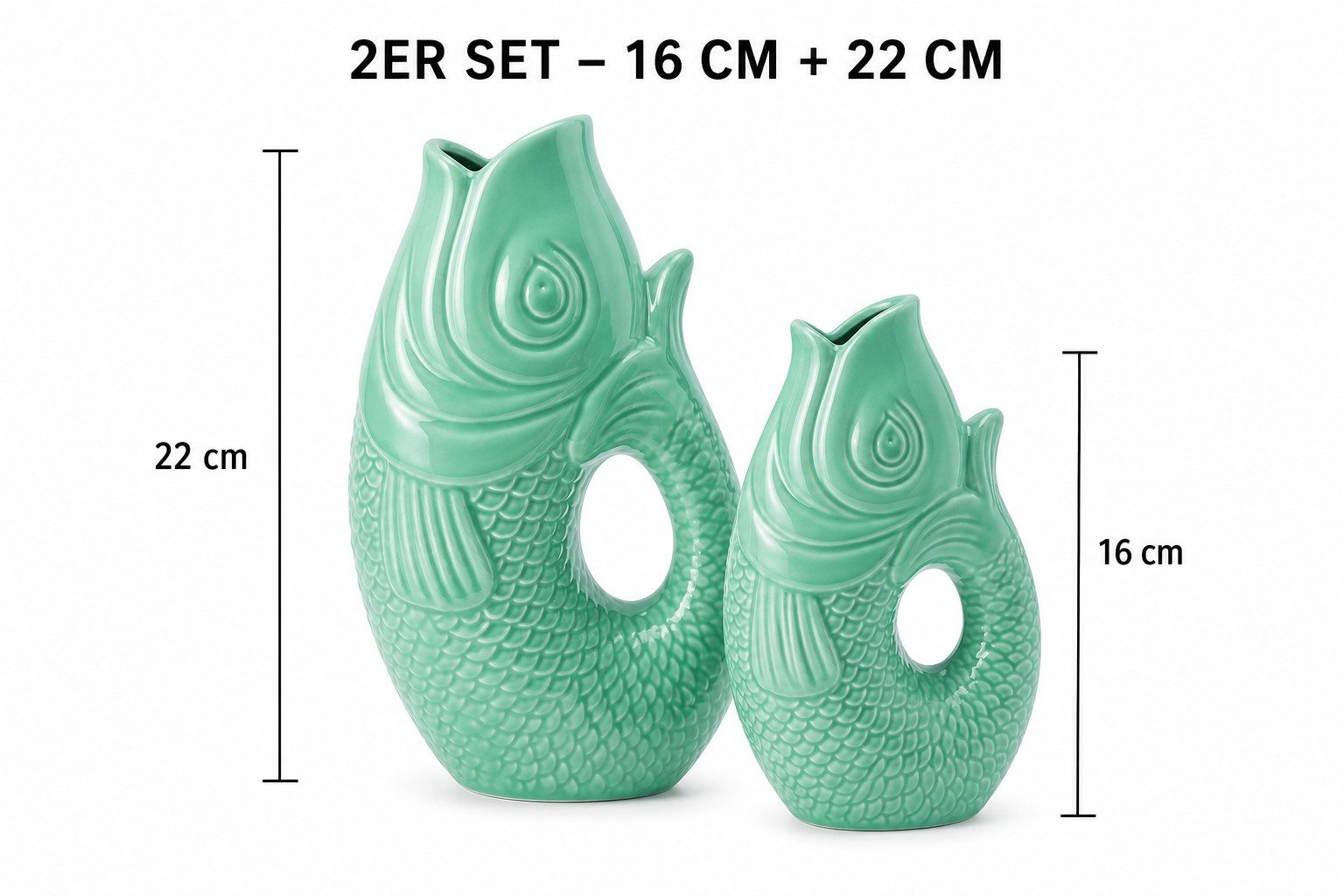 WestCraft Dekovase Fischvase 4 Farben Porzellanvasen bunte Vase in Karpfenform, Design Fisch-Vase für moderne und skandinavische Wohnstile