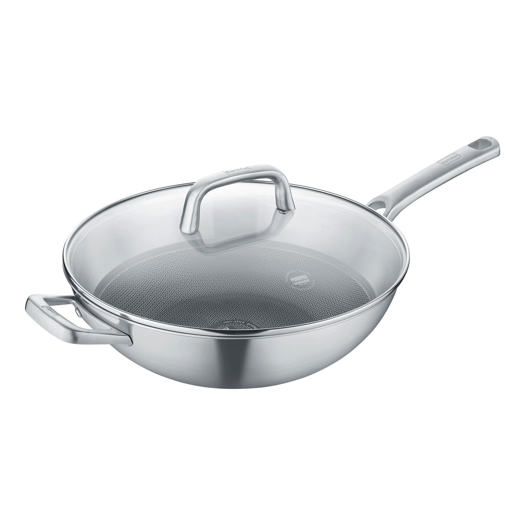 Berndes Wok mit Glasdeckel 26 oder 32 cm, poliert - Tricion Resist b.nature, 3-Schicht-Material