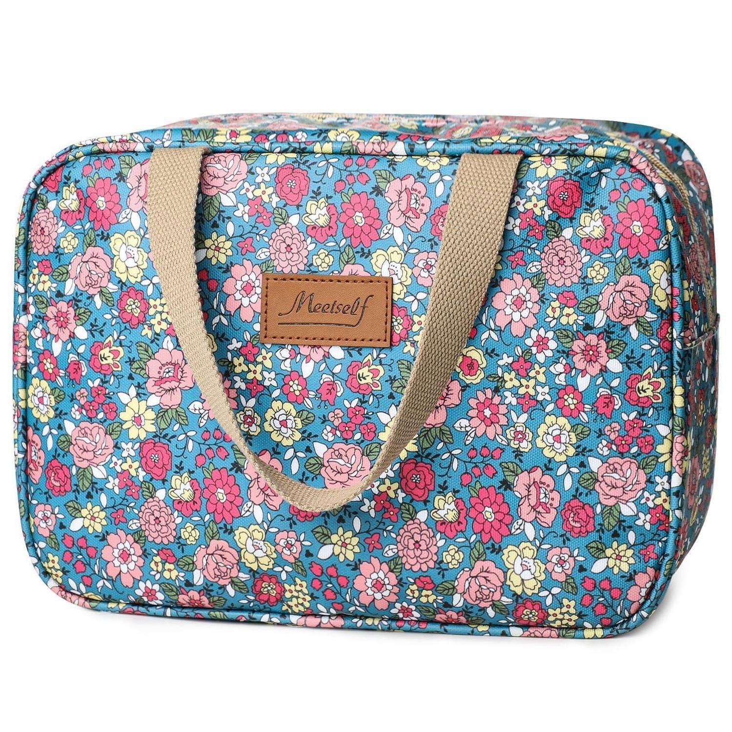 LuxusKollektion Kosmetiktasche Kosmetiktasche Gross Rosa Blumen Tragbar Wasserdicht