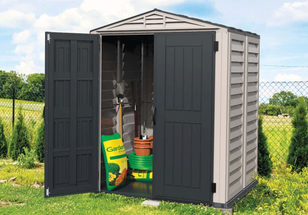 DURAMAX Gerätehaus DURAMAX Kunststoff-1,70x1,70 m, BxT: 161x170 cm, in Grau Inkl. Fußboden mit 4mm Wandstärke