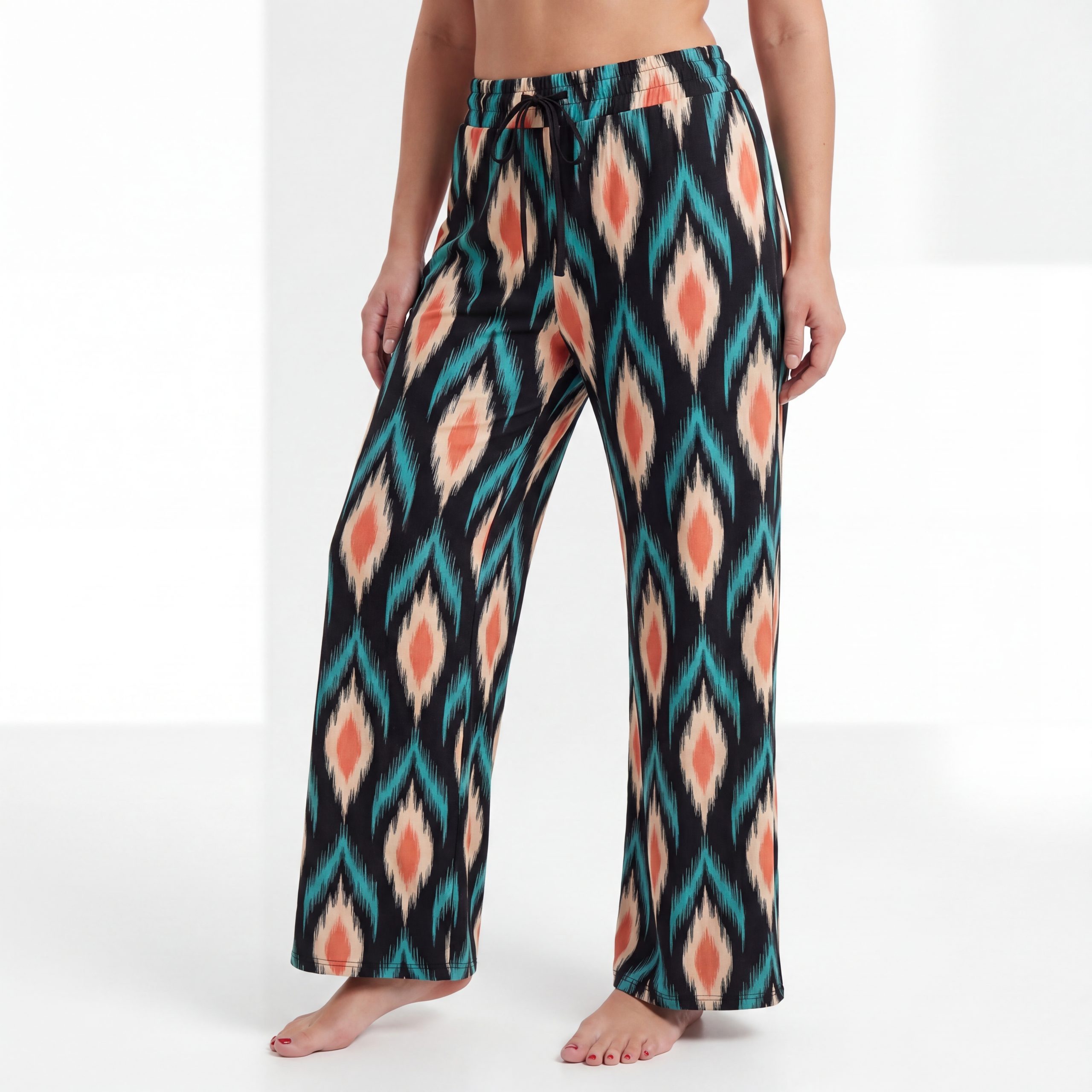 OriginalYou Palazzohose Sommerhose Damen Culotte Hose mit Print - Relaxed Fit, Elastikbund One Size 36-44 passend für (36-40 relaxed, 40-44 regular)