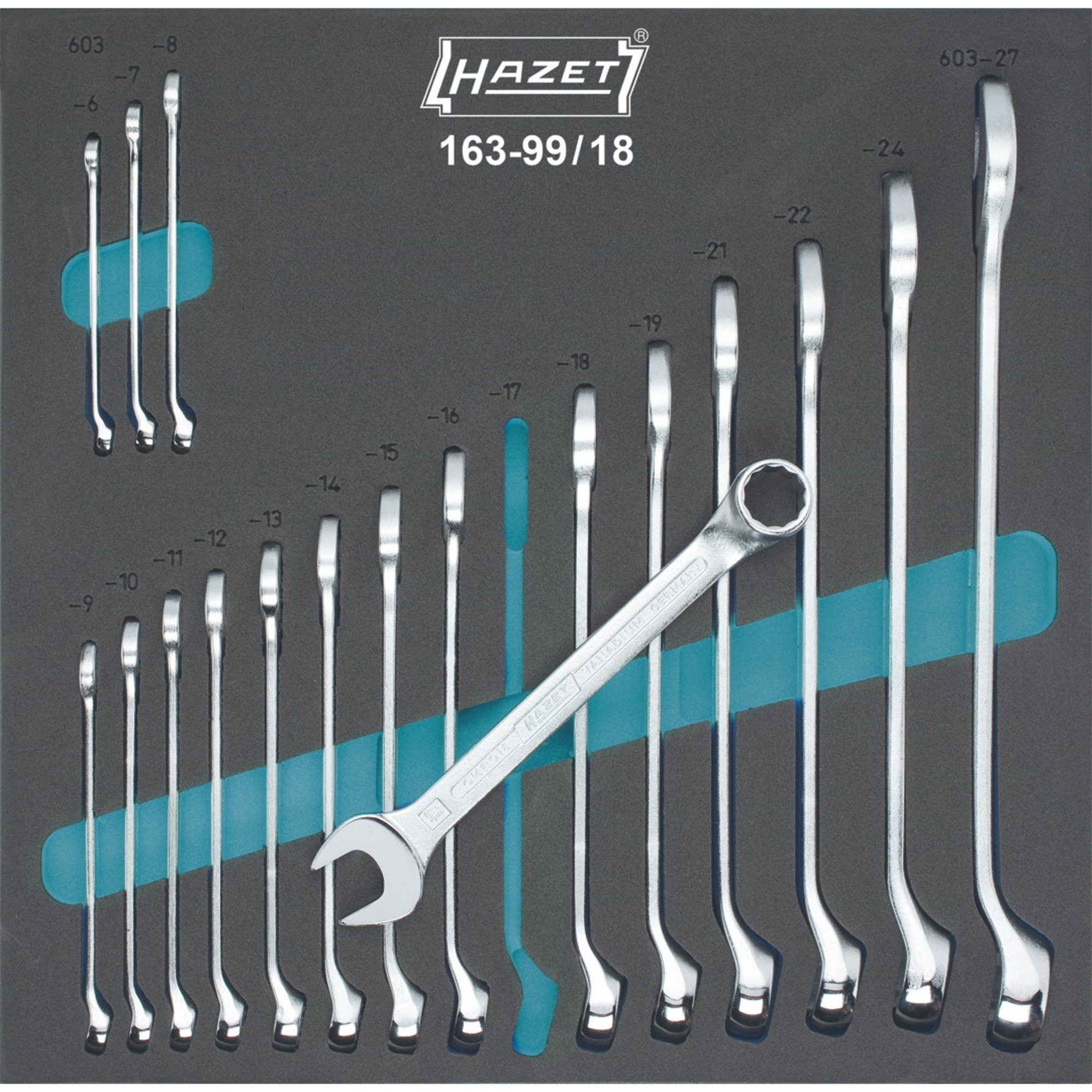 HAZET Werkzeugset Hazet Ring-Maulschlüssel-Satz 163-99/18, Größe 2/3