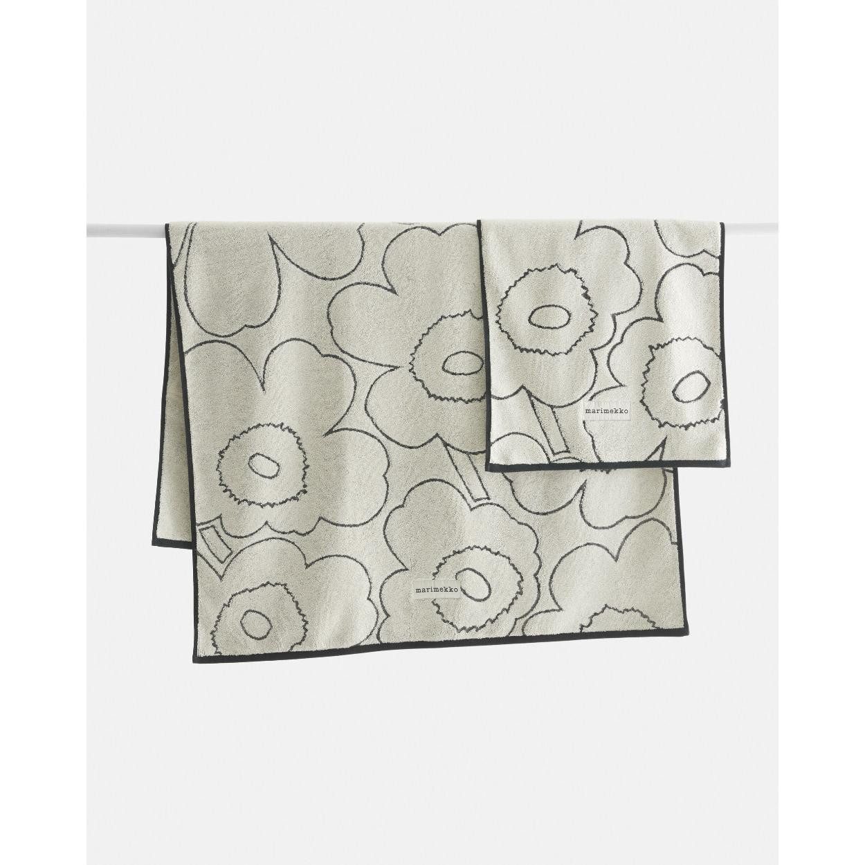 Marimekko Badetücher Handtuch Piirto Unikko Ivory / Black (50x100cm)