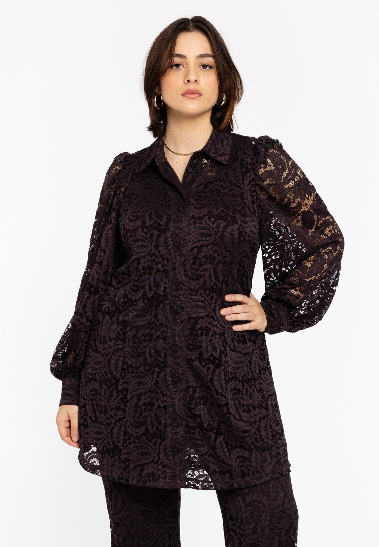 Blusentop Damen Bluse mit Spitze