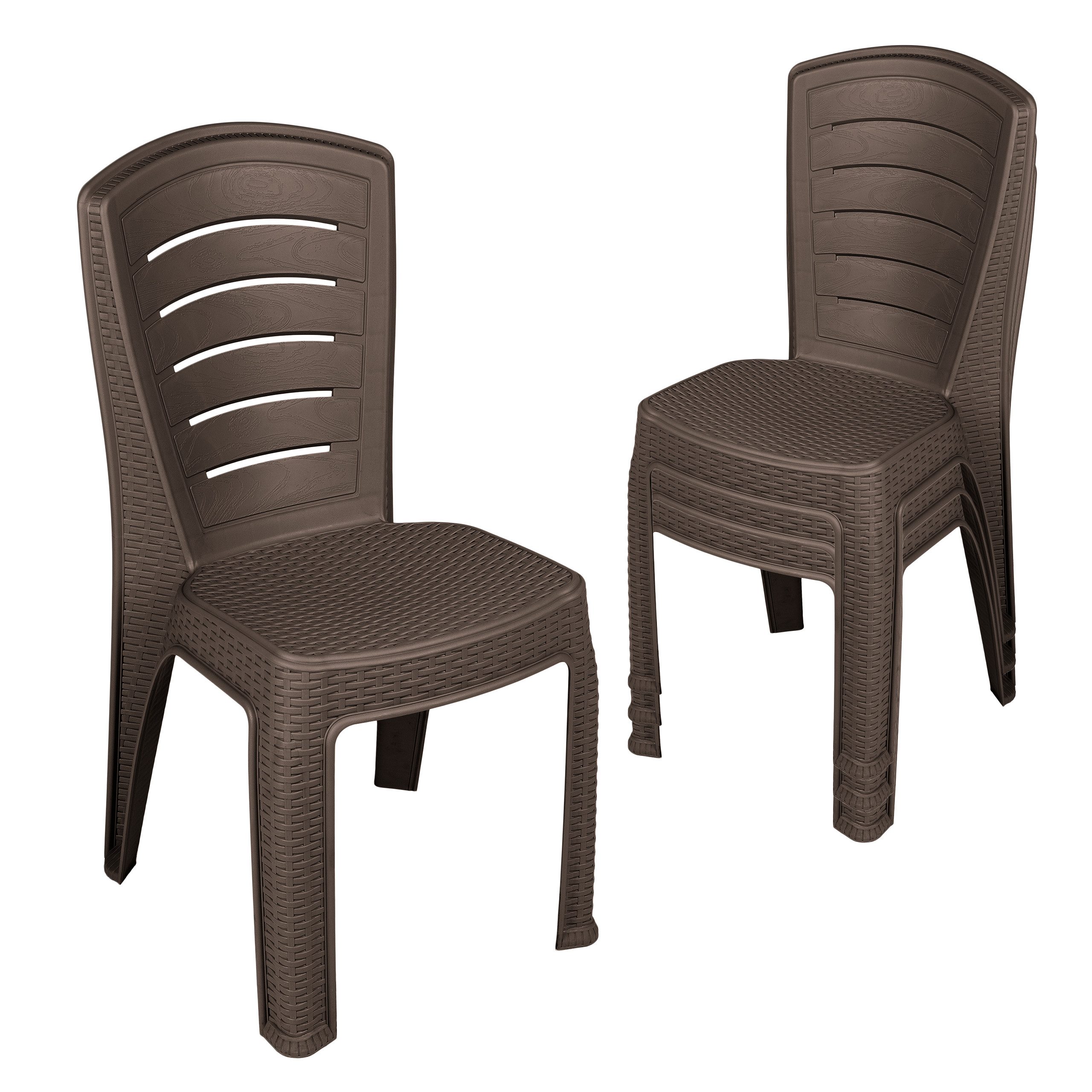 Garronda Gartenstuhl in Rattan-Optik wetterfest stapelbar Bistrostuhl GD-0270 (4 St), 4er Set