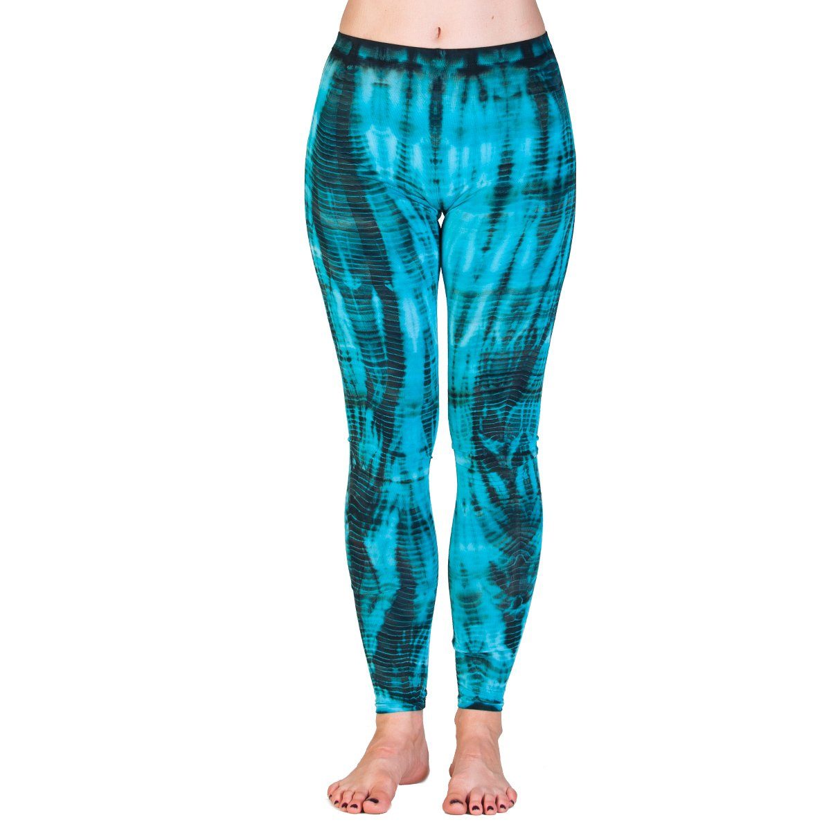 PANASIAM Leggings handgefärbte Unikat Batik Leggings aus natürlicher Viskose Goa Hose im Batik Look Yogaleggings Sporthose Sportleggings lange Leggings