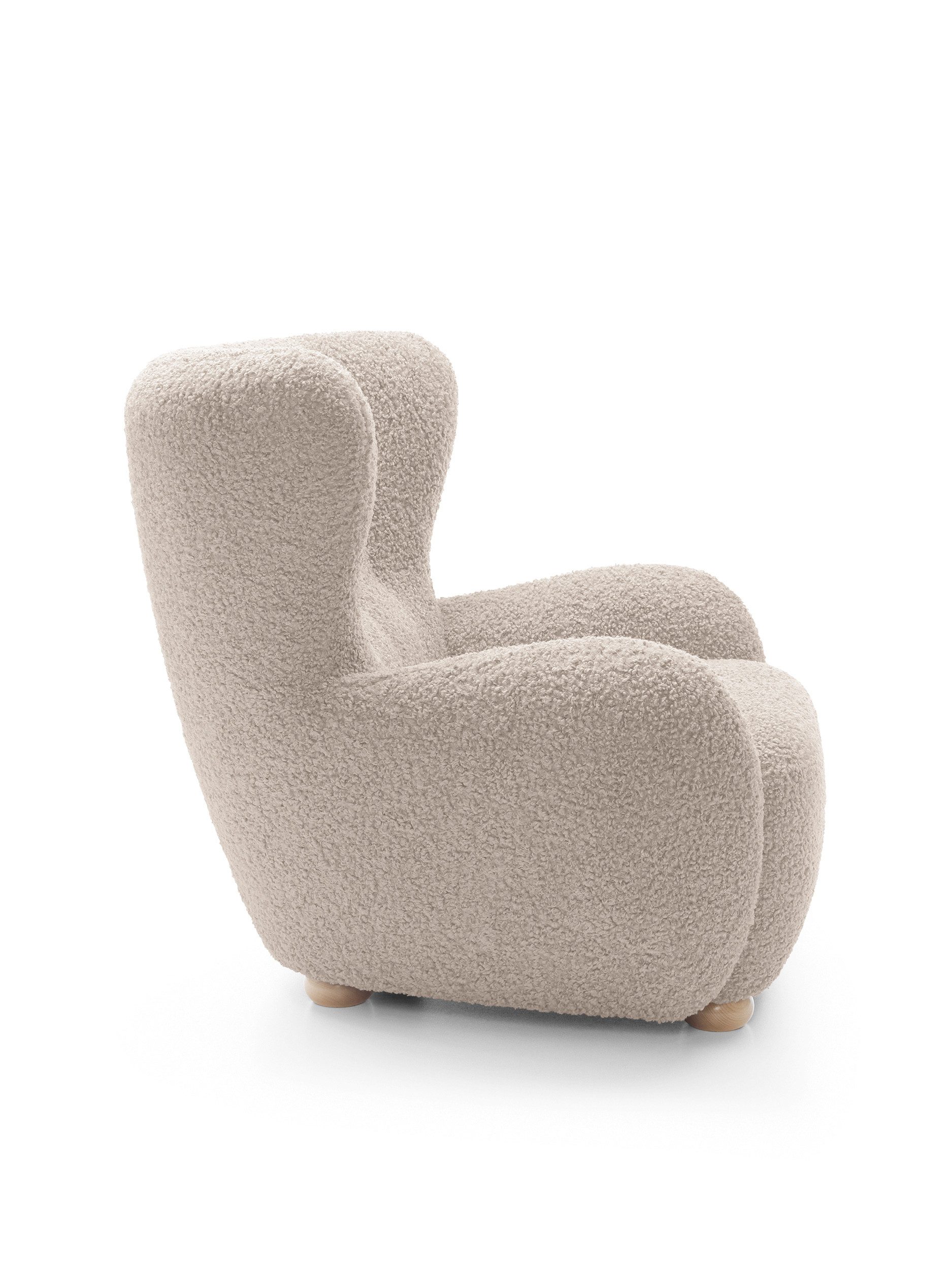 Goldstoff Sessel HUGSY Relaxsessel Boucle mit hoher Rückenlehne – Skandi & Boho Stil (Einzelsessel, Loungesessel), mit Relaxfunktion