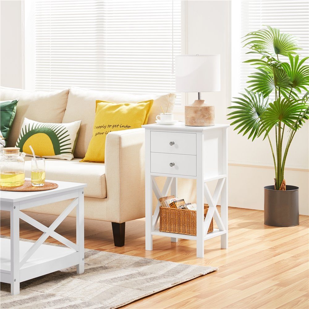 Yaheetech Nachttisch, Beistelltisch mit 2 Schubladen & 1 Ablagefach Sofatis günstig online kaufen