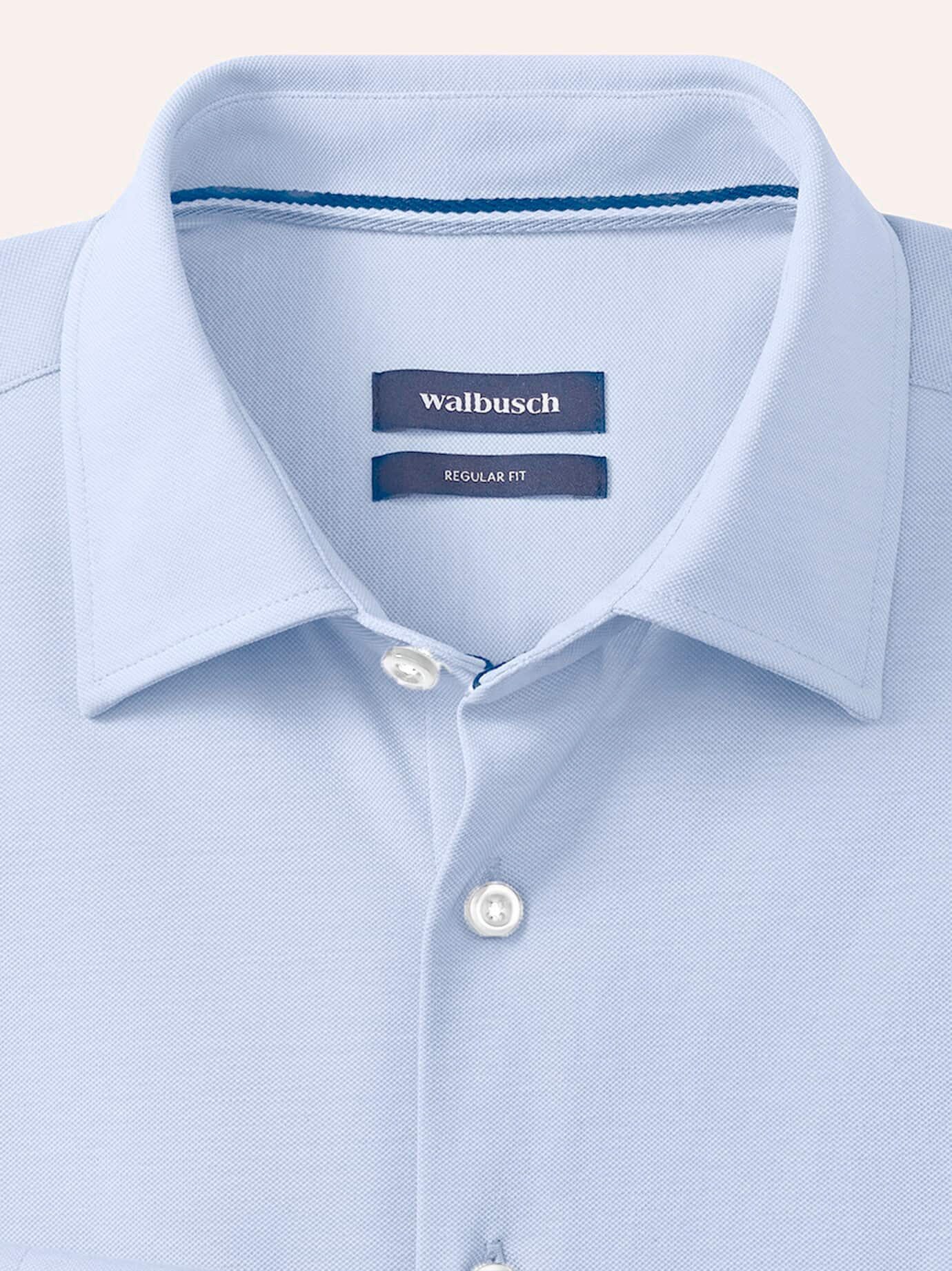 Walbusch Langarmhemd Herren Comfort-Pique Hemd Regular Fit Langarm Baumwolle Pflegeleicht, elastisch mit Kentkragen und Brusttaschen-Stickerei – Bild 3 von 4