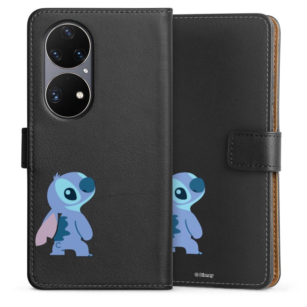 DeinDesign Handyhülle Lilo & Stitch Fanartikel Disney Stitch Smiling, Huawei P50 Pro Hülle Flip Case Klapphülle Handytasche Leder