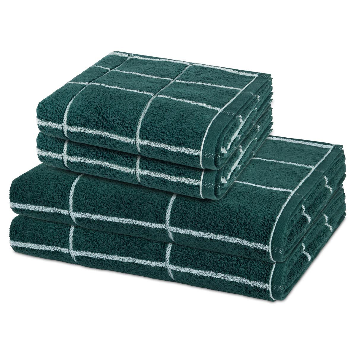 ROSS Handtuch Set Sensual Skin Karo, Walkfrottee (Spar-Set, 4-St), 2 X Handtuch 2 X Duschtuch im Set - Baumwolle - Saugstark