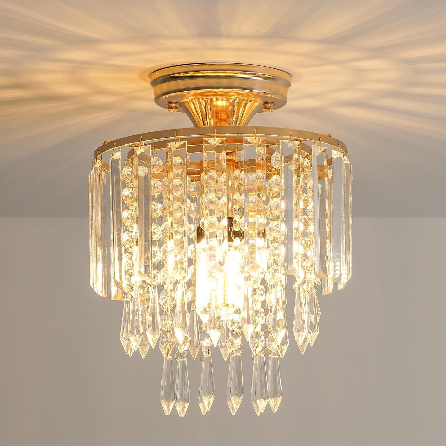 BlingBin Kronleuchter Modern Kristall Deckenleuchte Gold günstig online kaufen