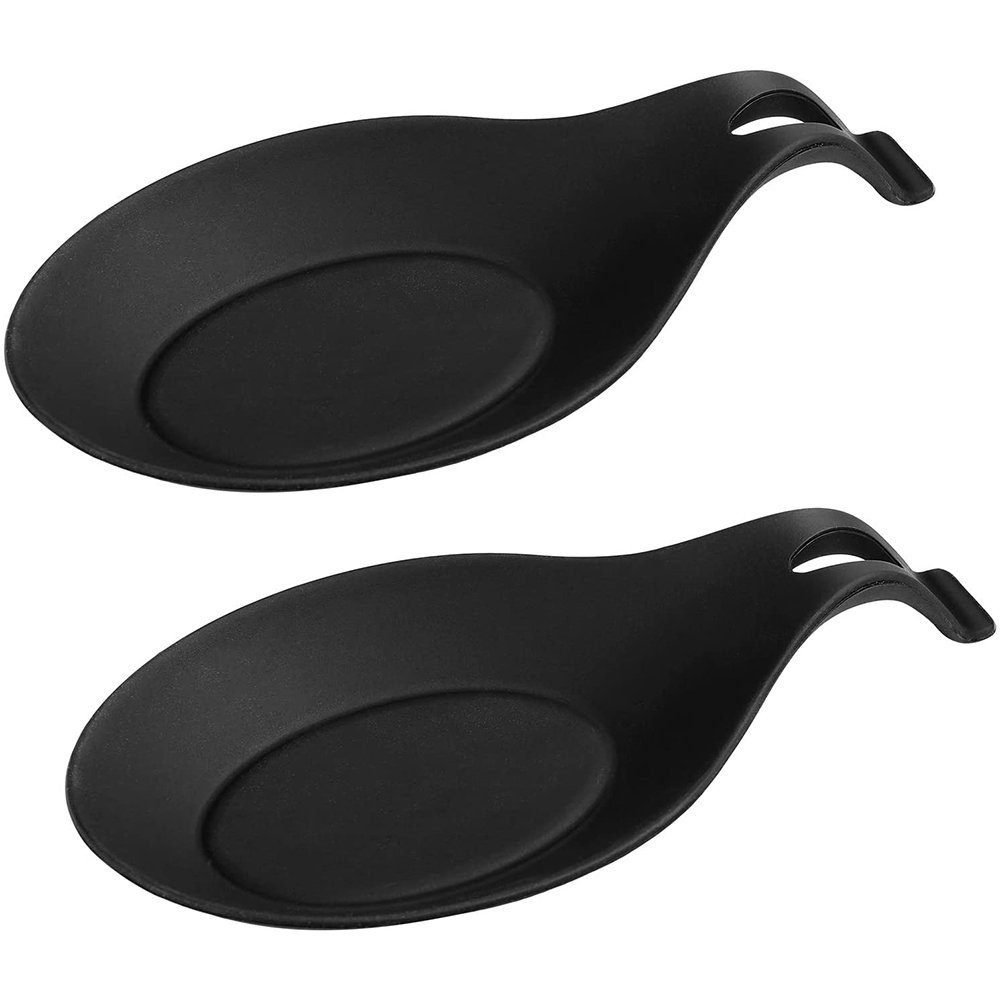 TUABUR Schüssel 2-teiliges Silikon Geschirr Tablett, Kochlöffel, Grillbürste schwarz
