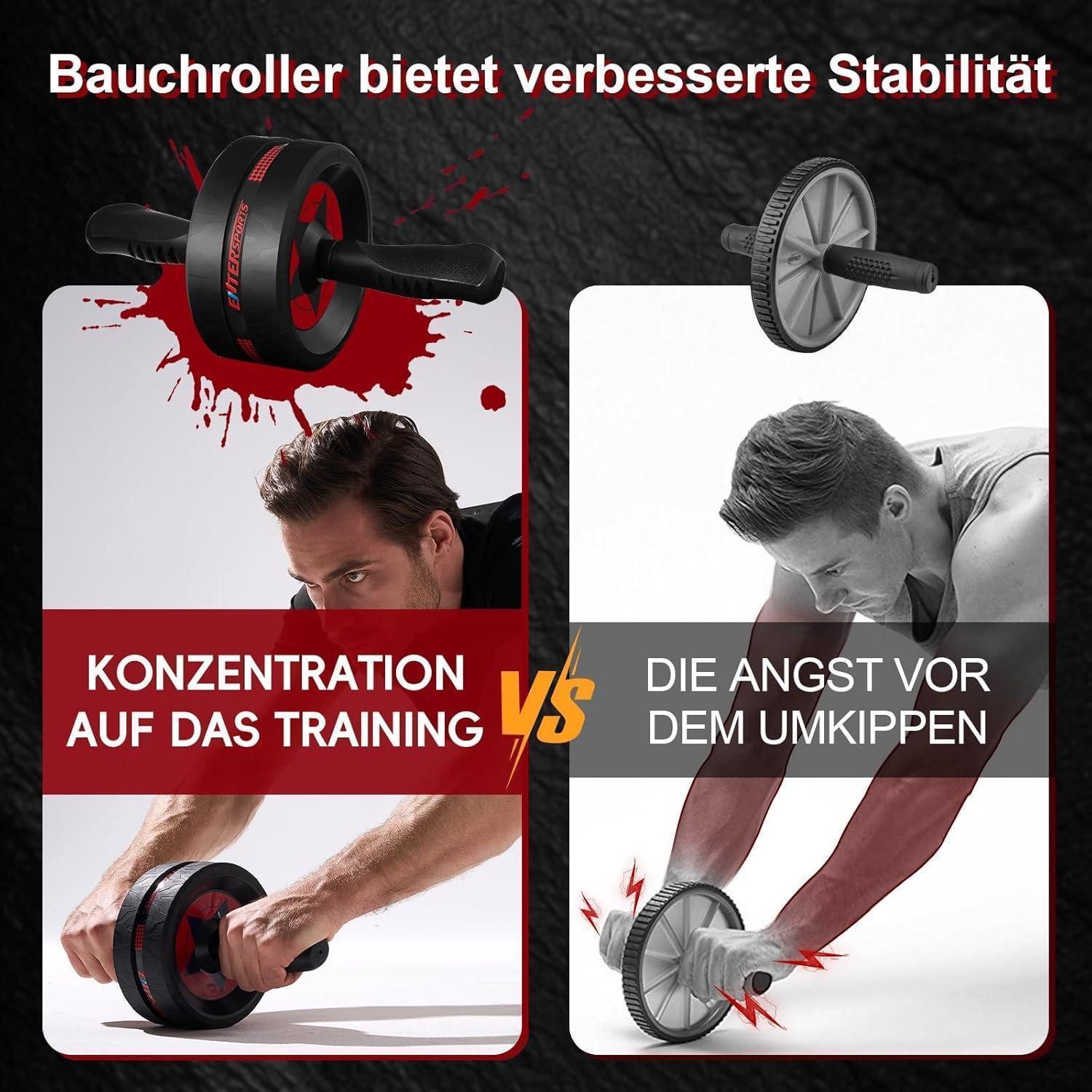 LuxusKollektion AB-Roller Bauchroller Bauchmuskeltrainer Kniematte Bauchrad Rot
