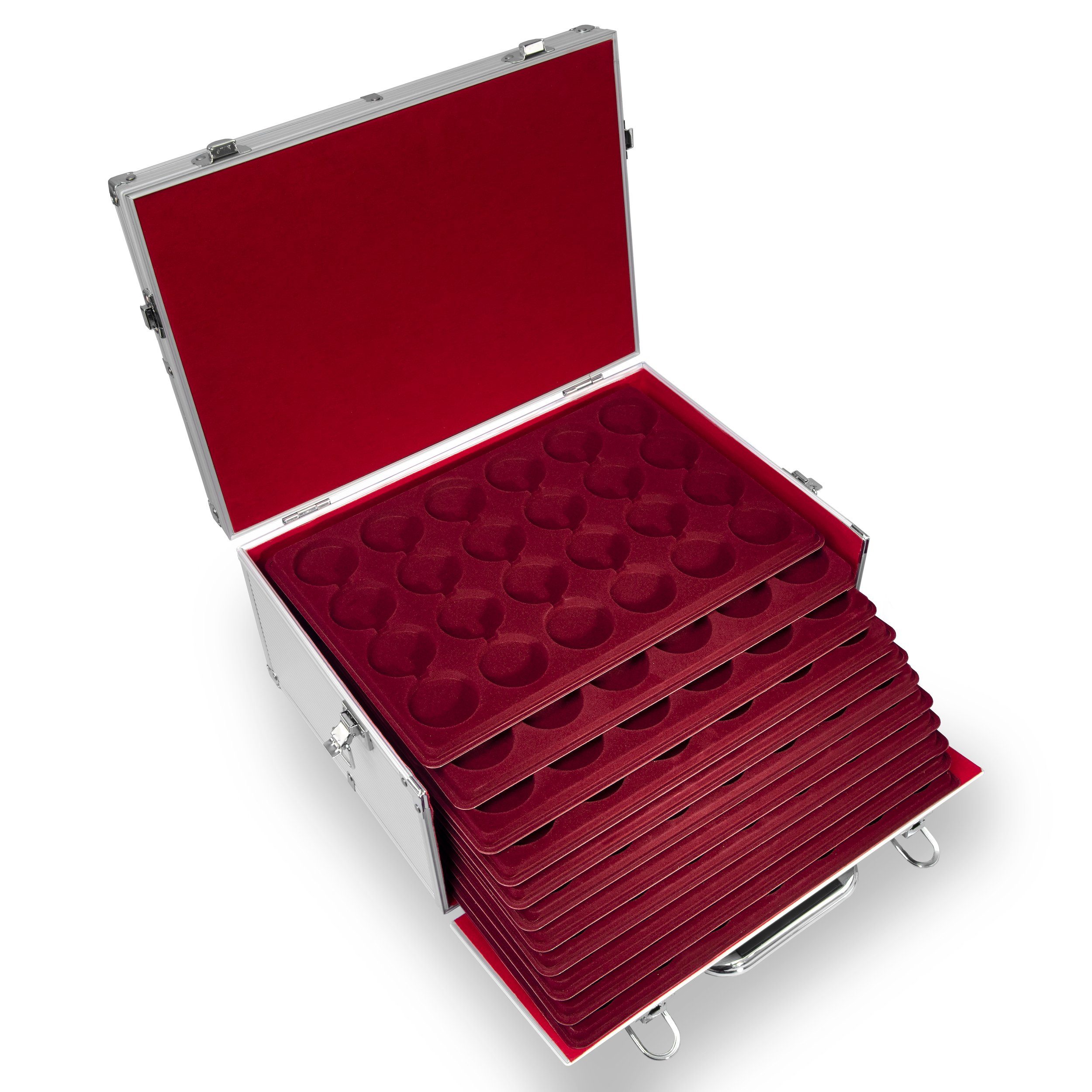MC.Sammler Aufbewahrungsbox MC.Sammler Münztableau mit Schutzdeckel, Münzkoffer, Münzkassette, Koffer für 10 Münztableaus (ohne Münztableaus) – Bild 3 von 5
