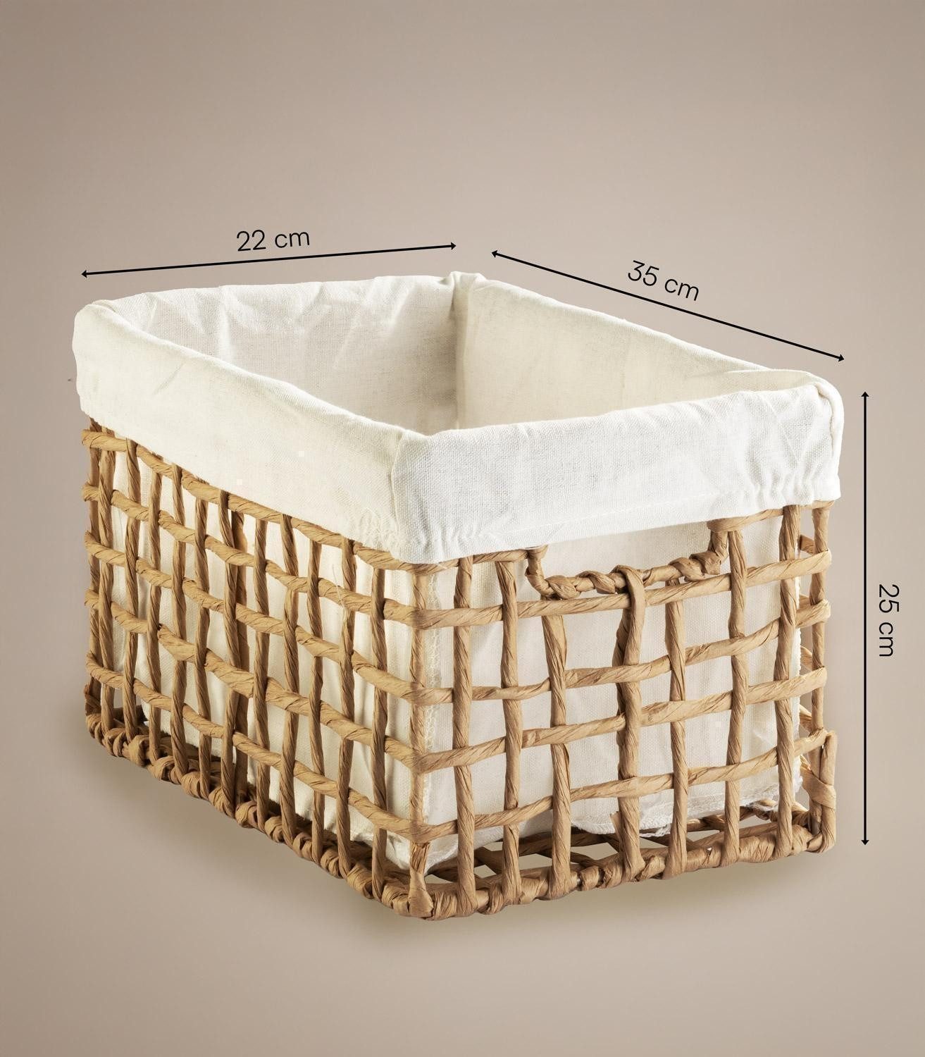Home4You Aufbewahrungskorb, Beige, Braun, Drahtgestell, Papierumwicklung, (4 St), Einlage aus Stoff, B 40 x H 30 x T 25 cm