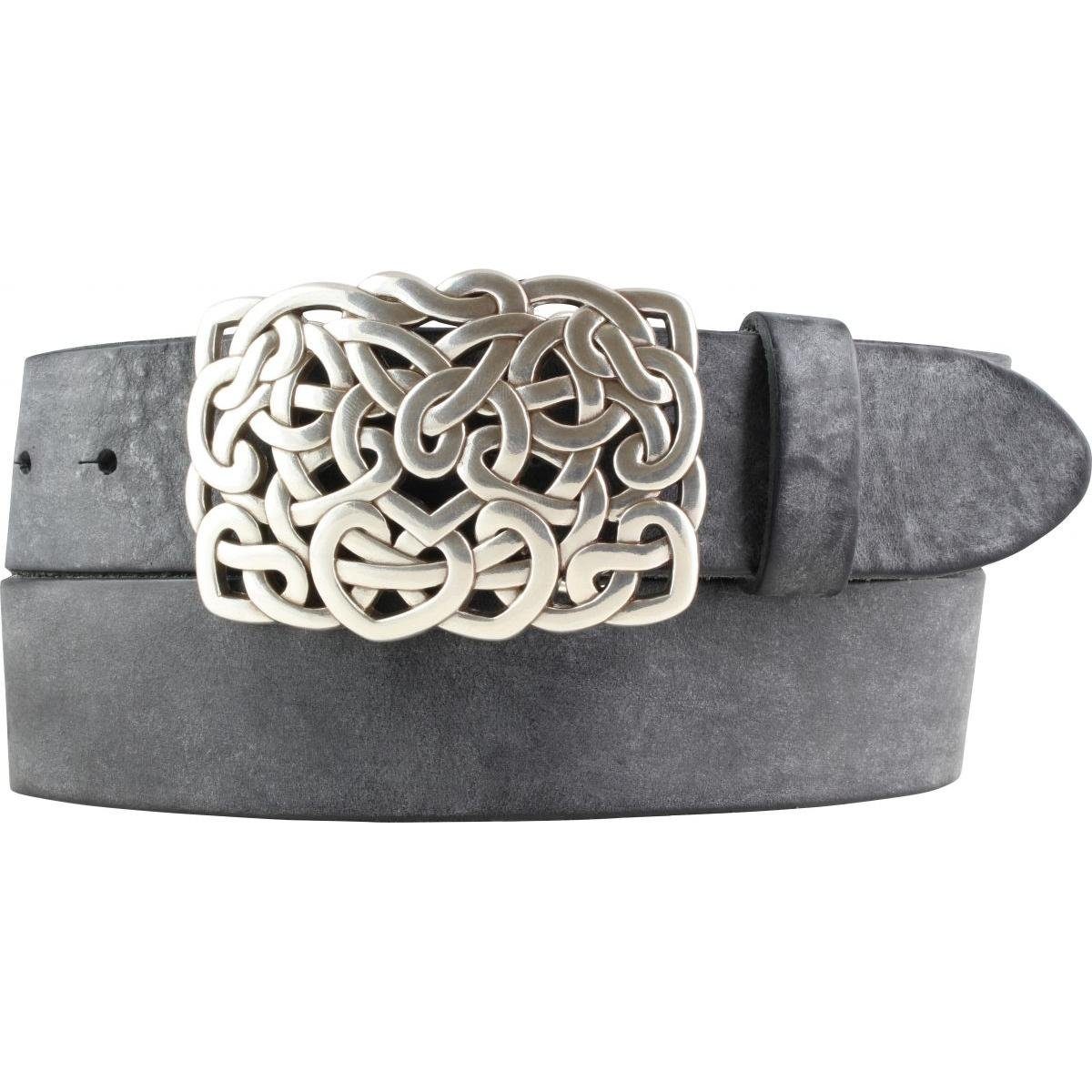 BELTINGER Ledergürtel Gürtel mit besonderer Gürtelschnalle aus weichem Vollrindleder 4 cm Us (1-St)