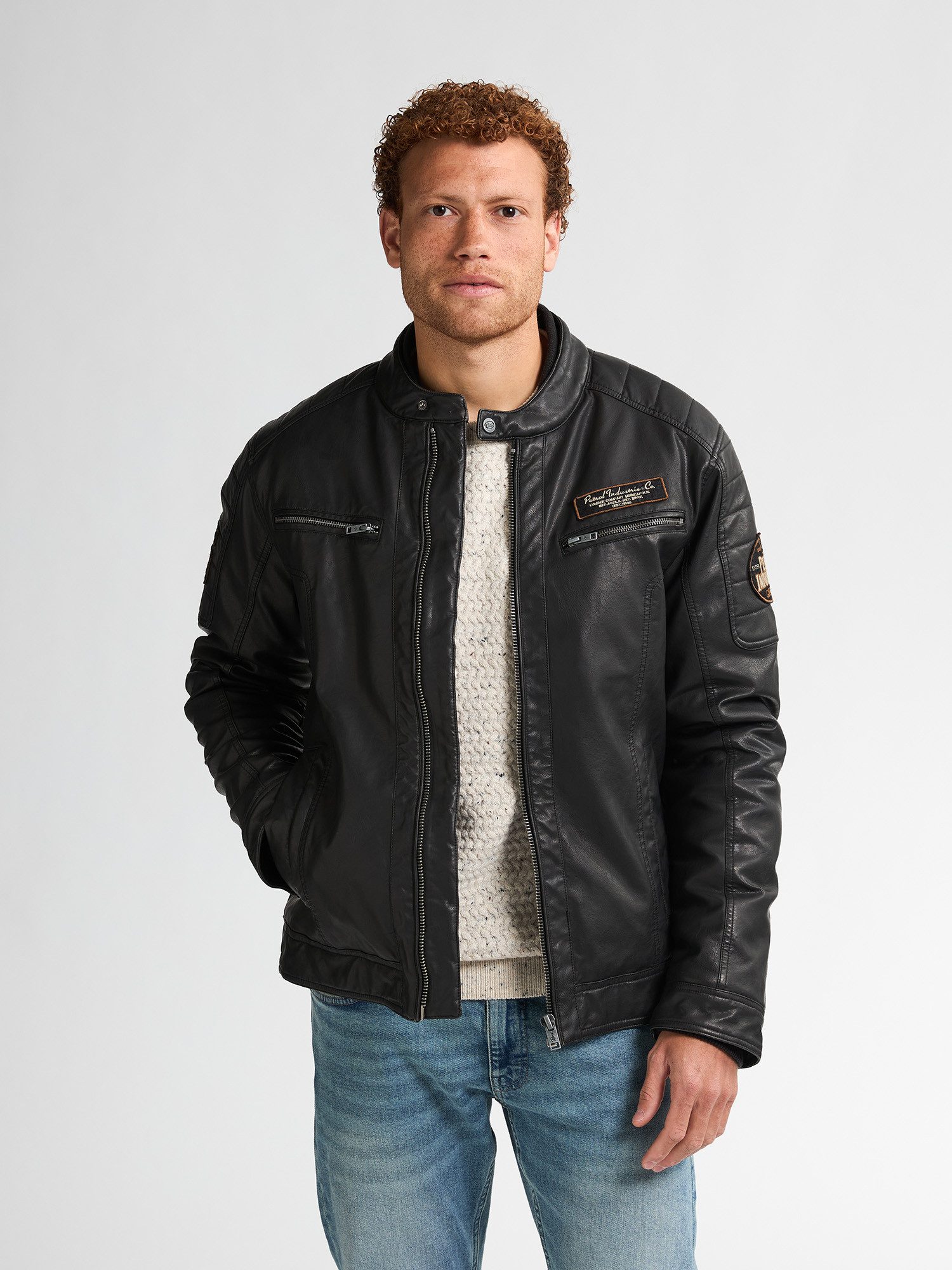 Petrol Industries Lederimitatjacke - Herren Jacke scchwarz - Kunstlederjacke - Outdoorjacke Herren