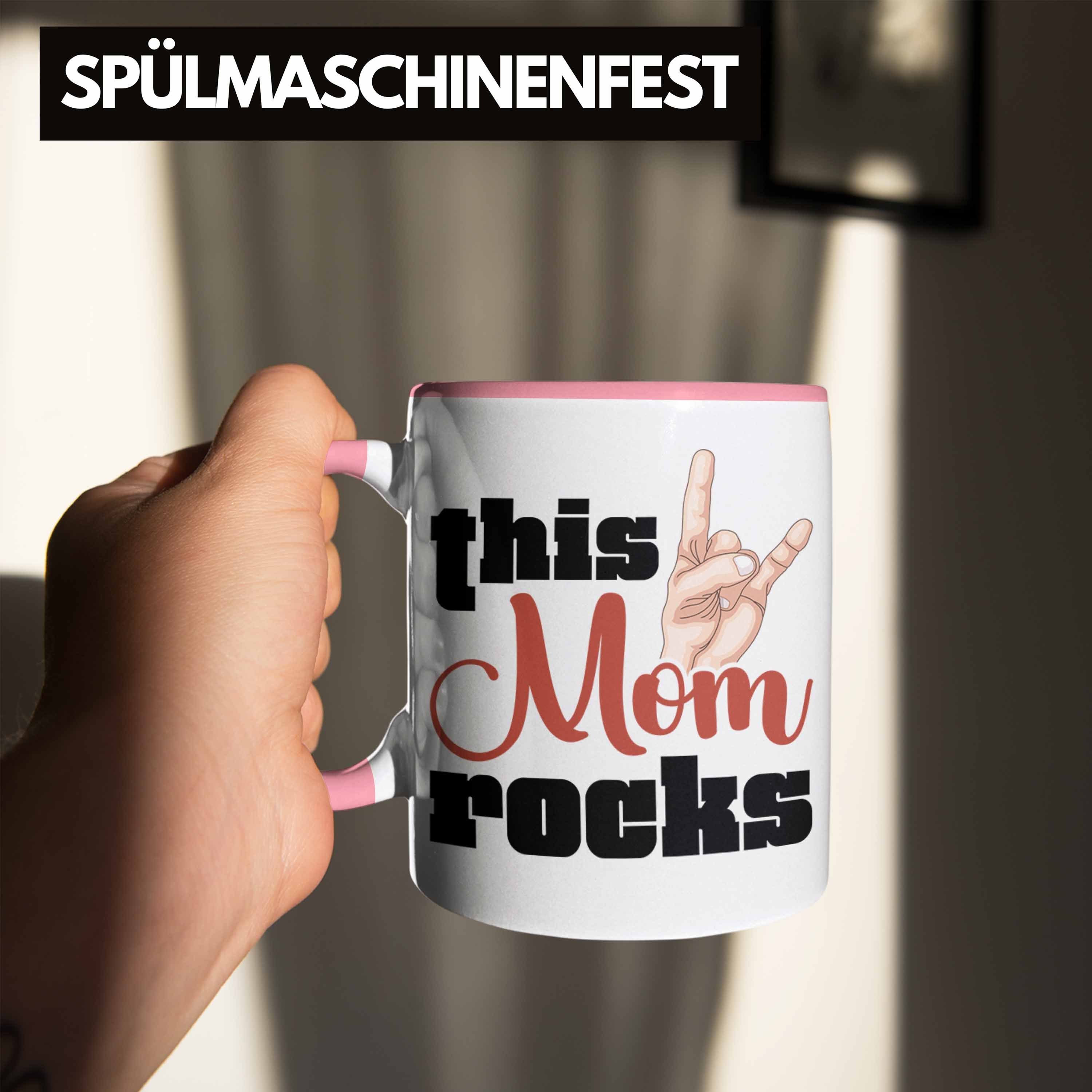 Trendation Tasse Trendation - This Rocks Mom Tasse Rosa Geschenkidee Rockn Lustige Roll Mama