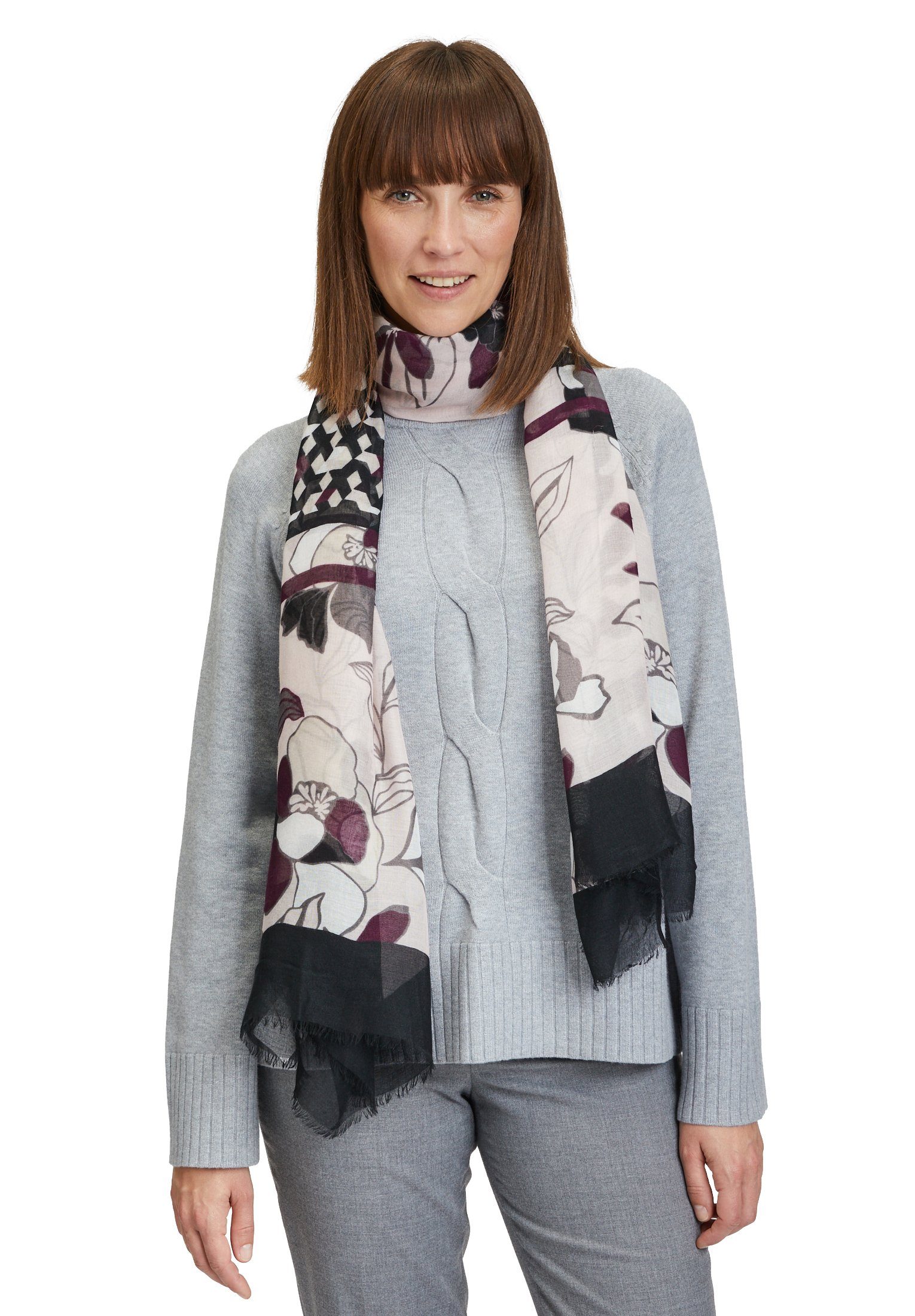 Blocking Rosé/Black Barclay mit Blumenprint, Betty Color Modeschal