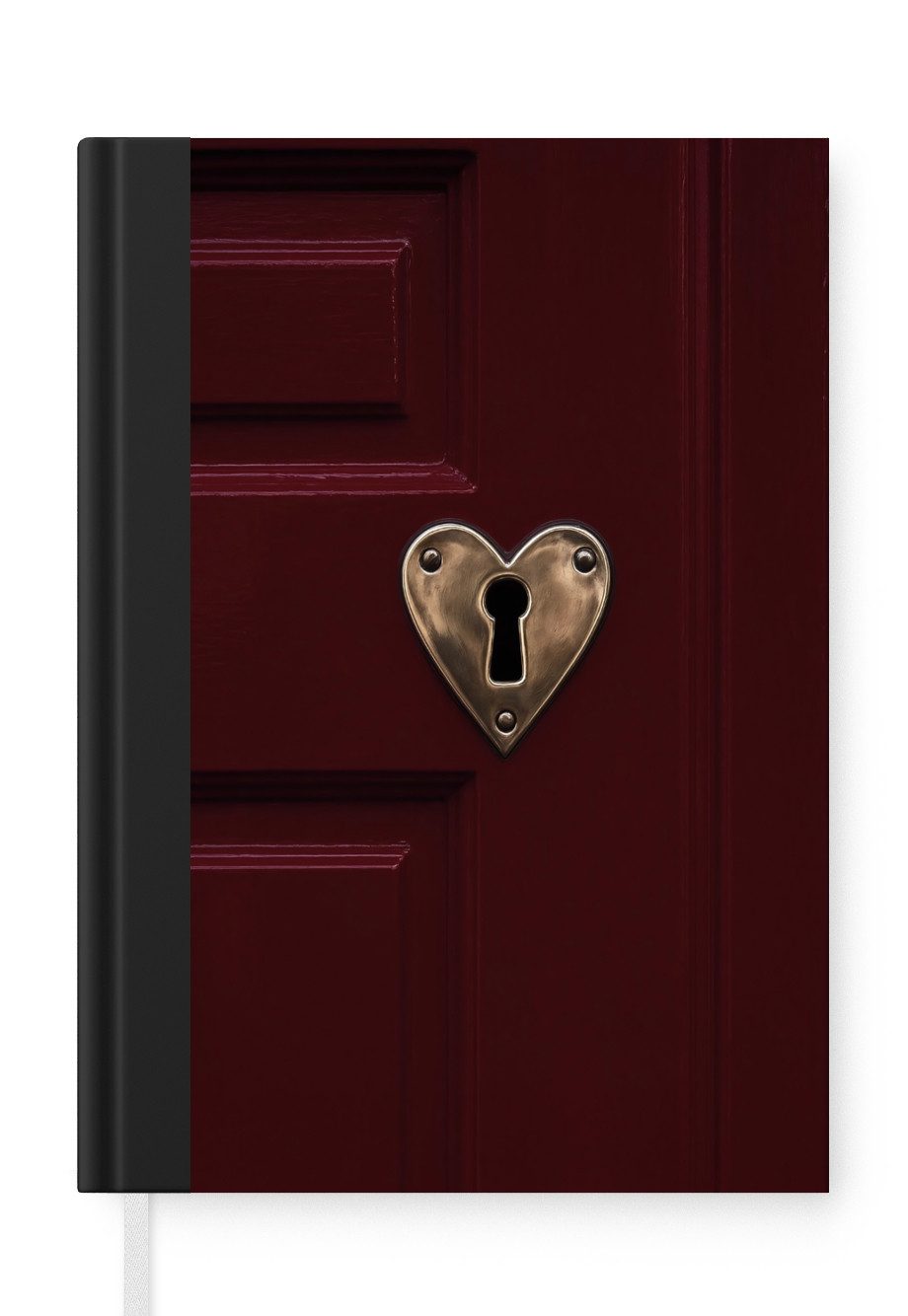 MuchoWow Notizbuch Bordeaux - Schlüsselanhänger - Holz - Tür, Notebook, Notizblock a5, Tagebuch, Journal Liniert