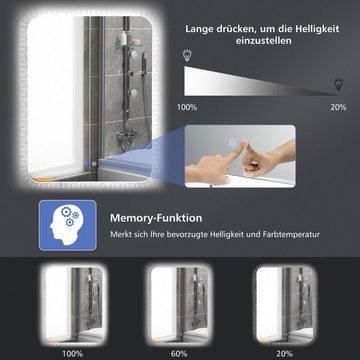 COSTWAY LED-Lichtspiegel Badezimmerspiegel, wandmontierbar, IP44 & CE