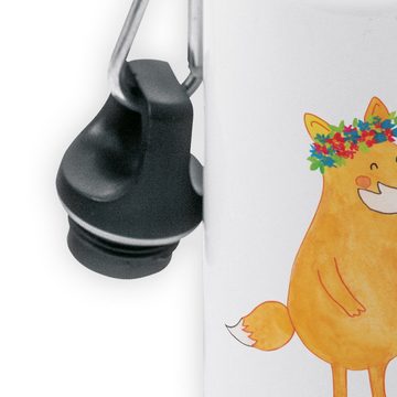 Mr. & Mrs. Panda Trinkflasche Fuchs Blumen - Weiß - Geschenk, Grundschule, ich, Jungs, Kinderflasch, Farbenfrohe Motive