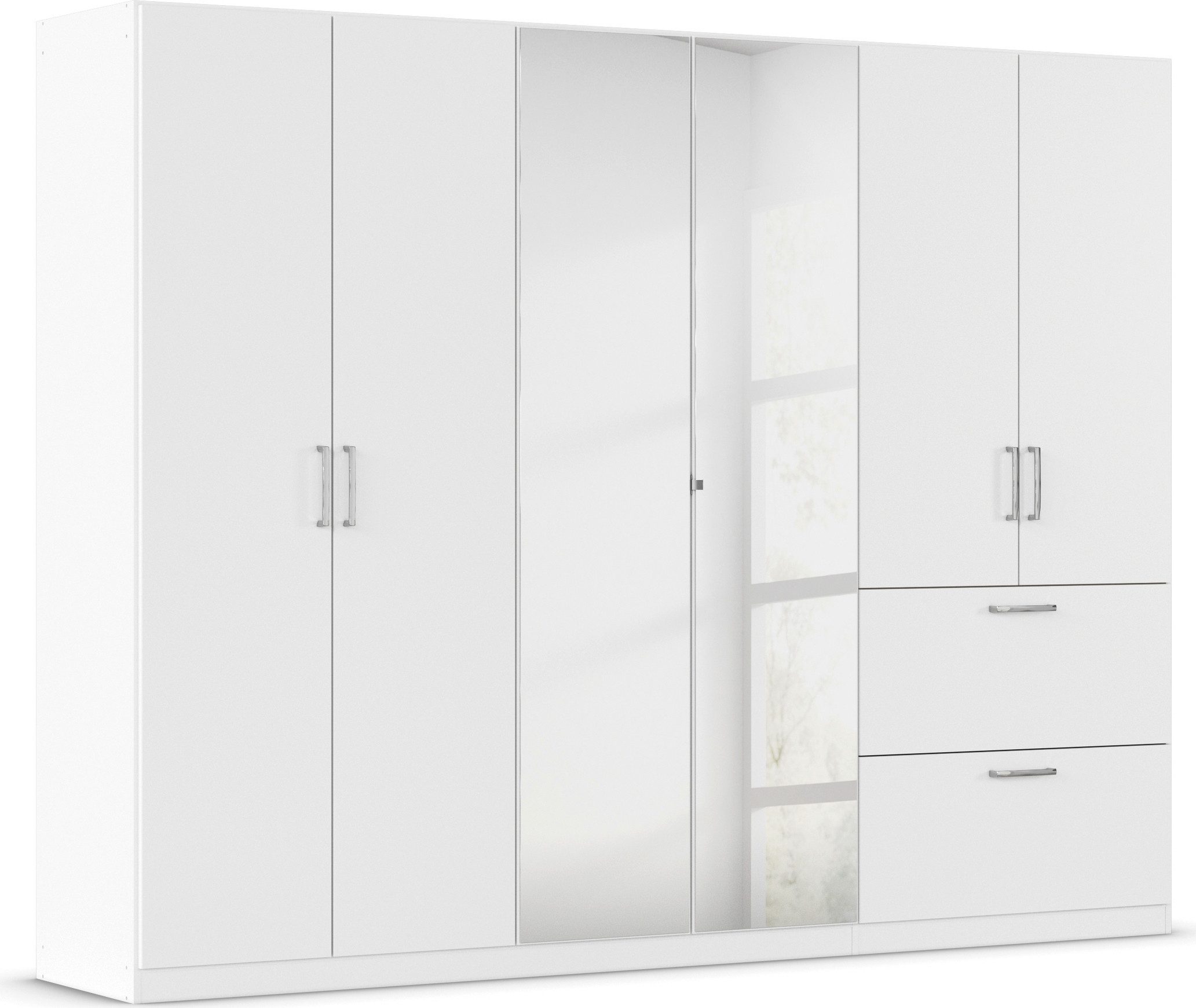 rauch Drehtürenschrank Kleiderschrank Schrank Garderobe Schlafzimmerschrank PADUA voll aufgelegte Spiegeltüren, zwei große Schubladen MADE IN GERMANY