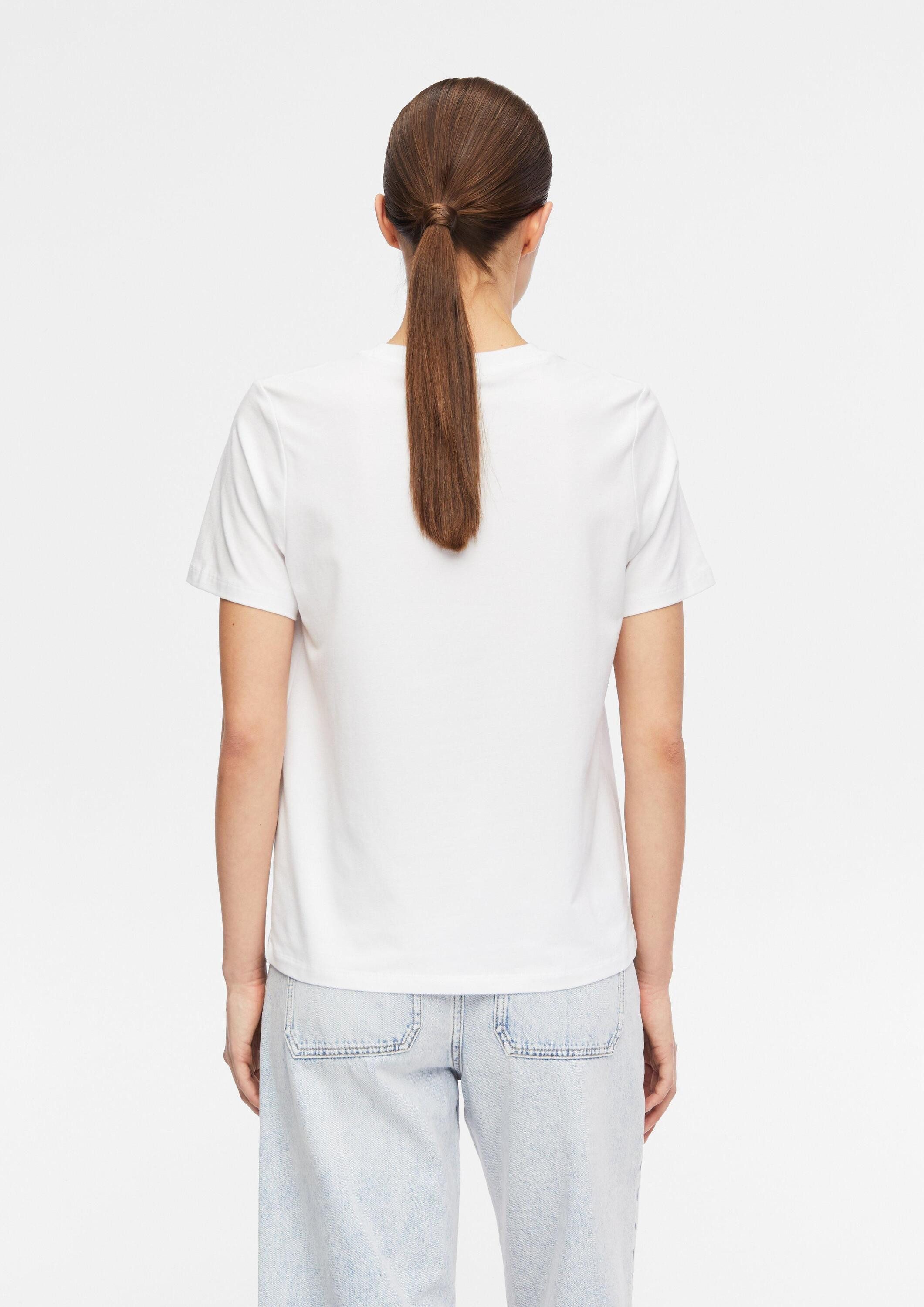 comma Kurzarmshirt T-Shirt T-Shirt mit Artwork und Glitzersteinen