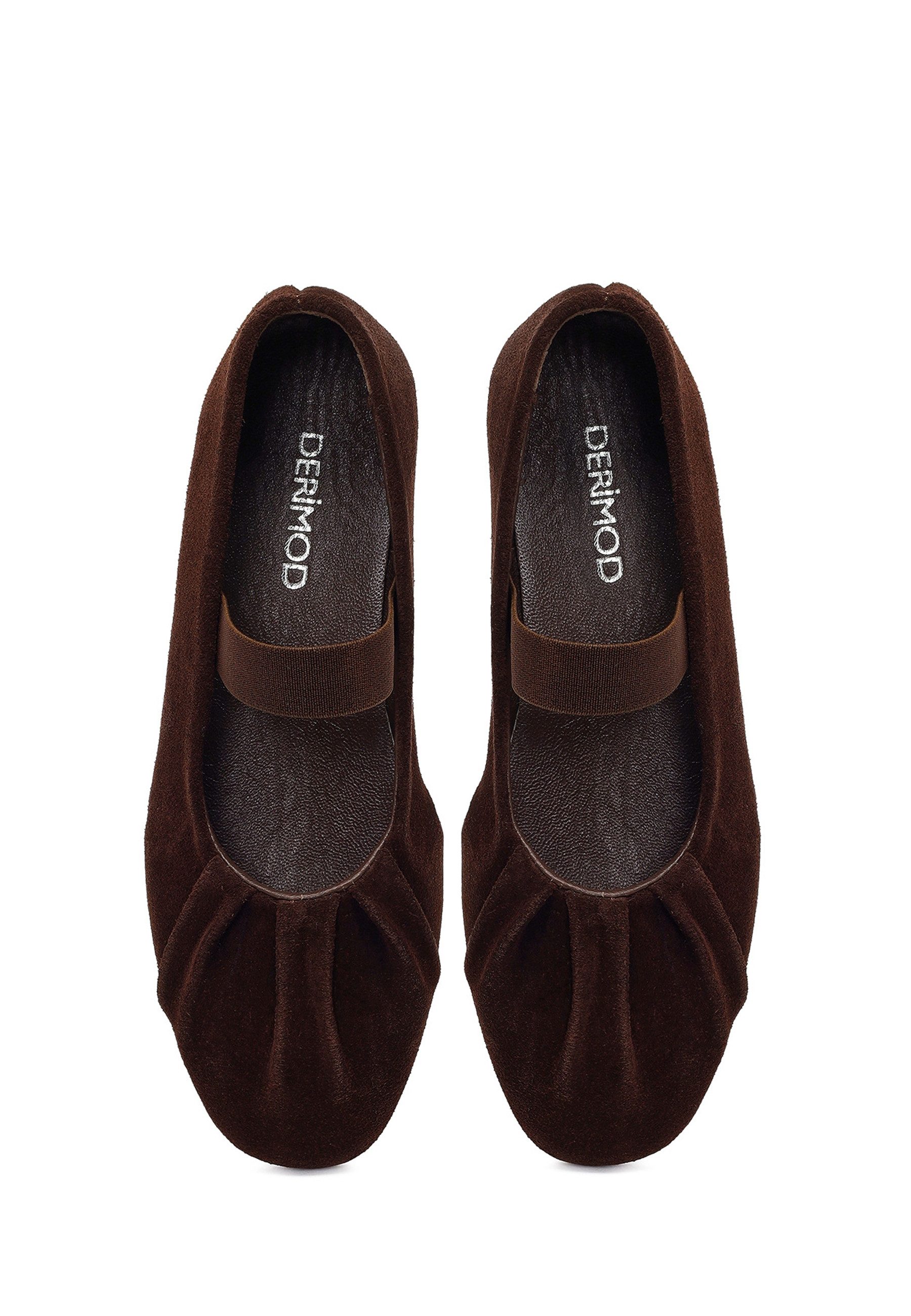 Derimod Ballerinas aus Veloursleder Ballerina Echtes Wildleder, Lederfutter, Elastischer Riemen,Geraffte Zehenpartie – Bild 4 von 5