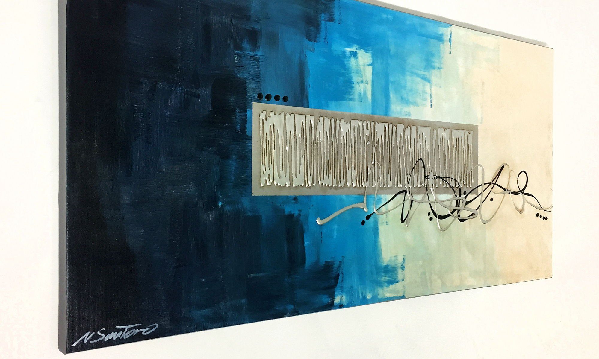 WandbilderXXL Gemälde Metallic Beauty 120 x 60 cm, Abstraktes Gemälde, handgemaltes Unikat