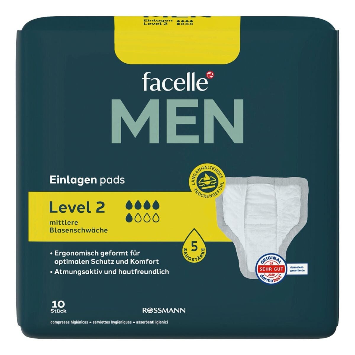 facelle Inkontinenz-Einlage MEN Level 2, 5, 10-St., Saugstärke 5