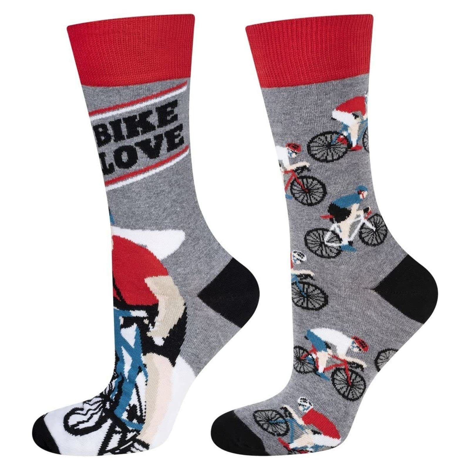 Soxo Socken Fahrrad Socken Herren (Paar, 1-Paar, Set) Lustige Geschenke Für Männer 40-45EU Fahrrad Grau