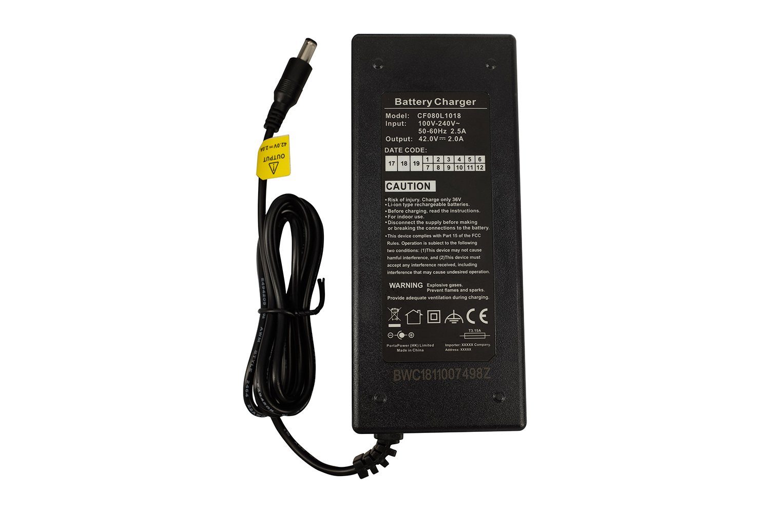 PowerSmart CF080L1018E.011 Batterie-Ladegerät (36V 2A für Elektrofahrrad Scooter) – Bild 4 von 4